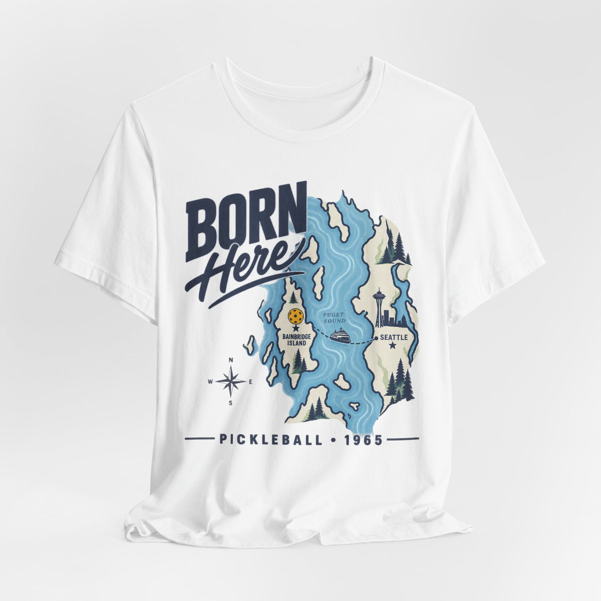 Born Here Bainbridge Island Pickleball 1965 Unisex Tee