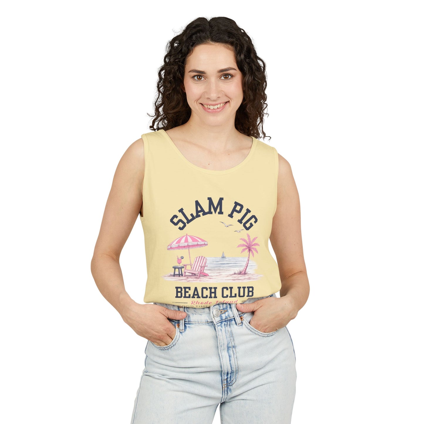 Slam Pig Beach Club Shirt, Rhode Island Beach Tee, Coastal Vacation Shirt, Preppy Summer Graphic Tee, Nautical Ocean Shirt