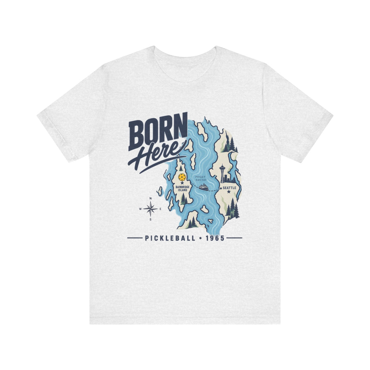Copy of Born Here Bainbridge Island Pickleball 1965 Unisex Tee