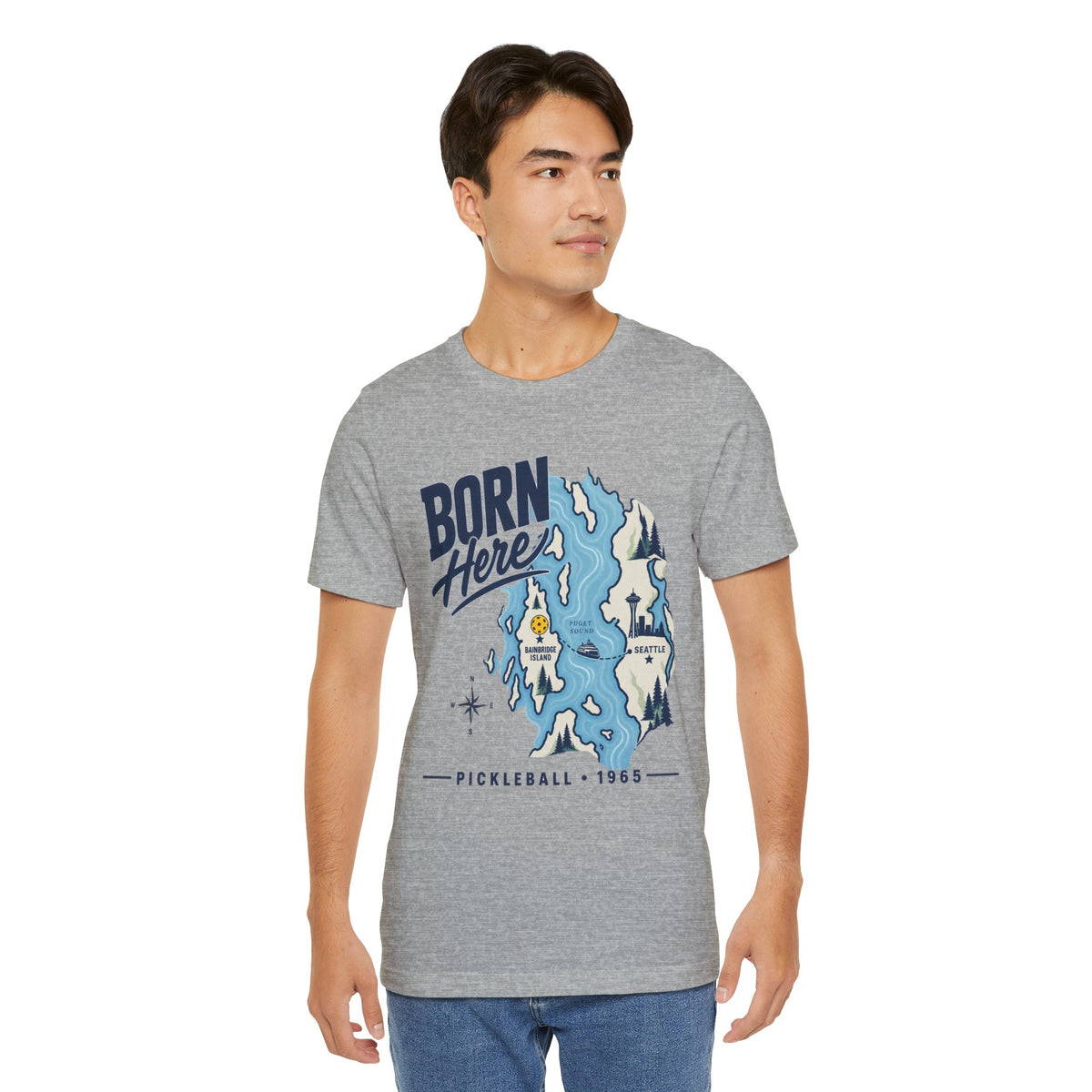 Copy of Born Here Bainbridge Island Pickleball 1965 Unisex Tee