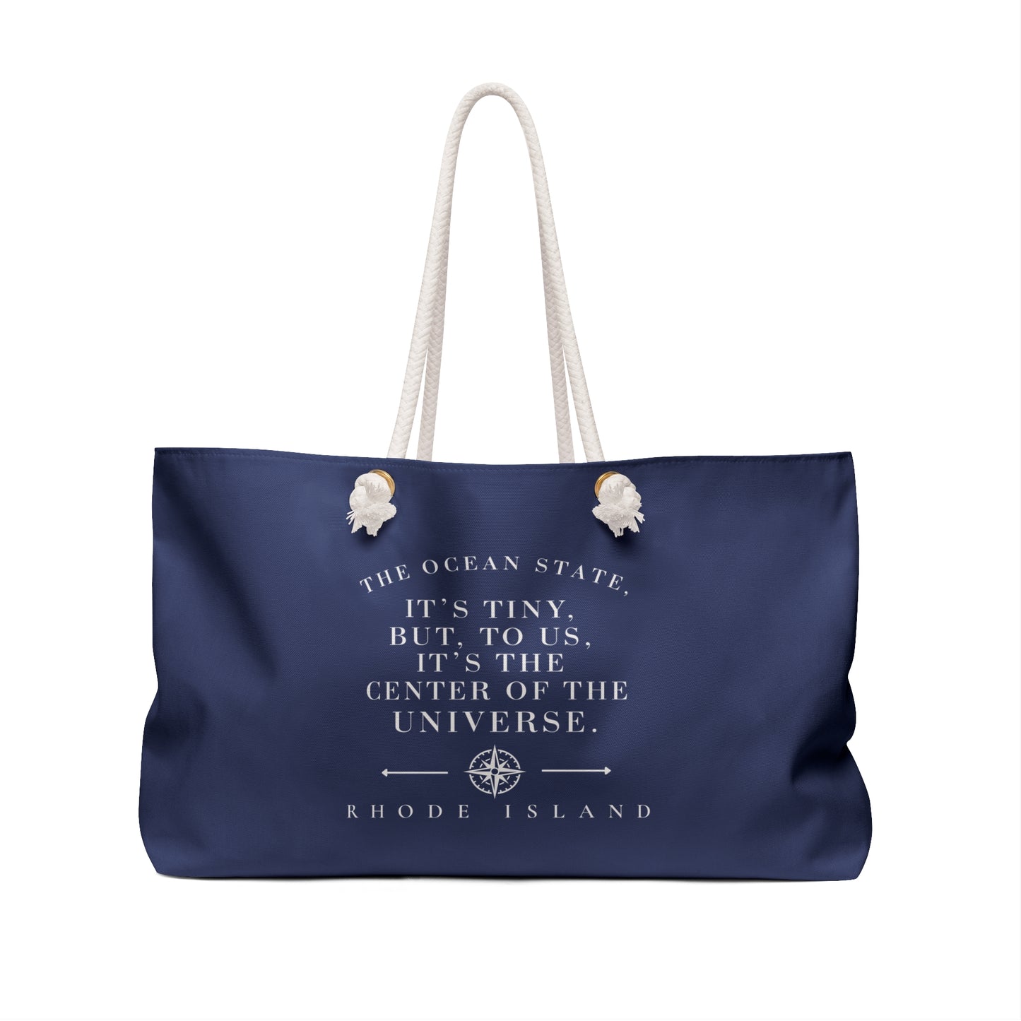 Local Loyal Rhode Island Weekender Bag | Navy Nautical Quote Tote