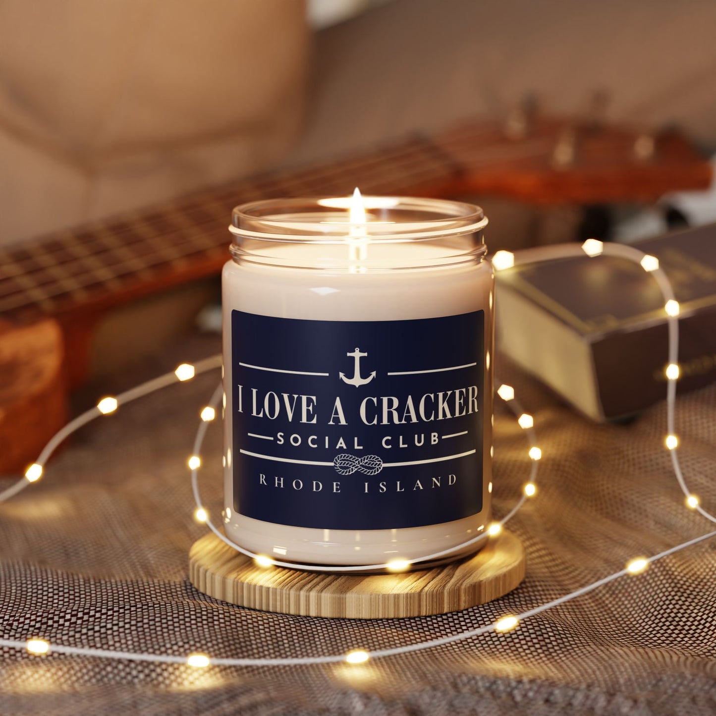 I Love a Cracker Social Club Candle | Funny Rhode Island Gift | Coastal New England Soy Candle | Ocean State Home Décor | RHORI