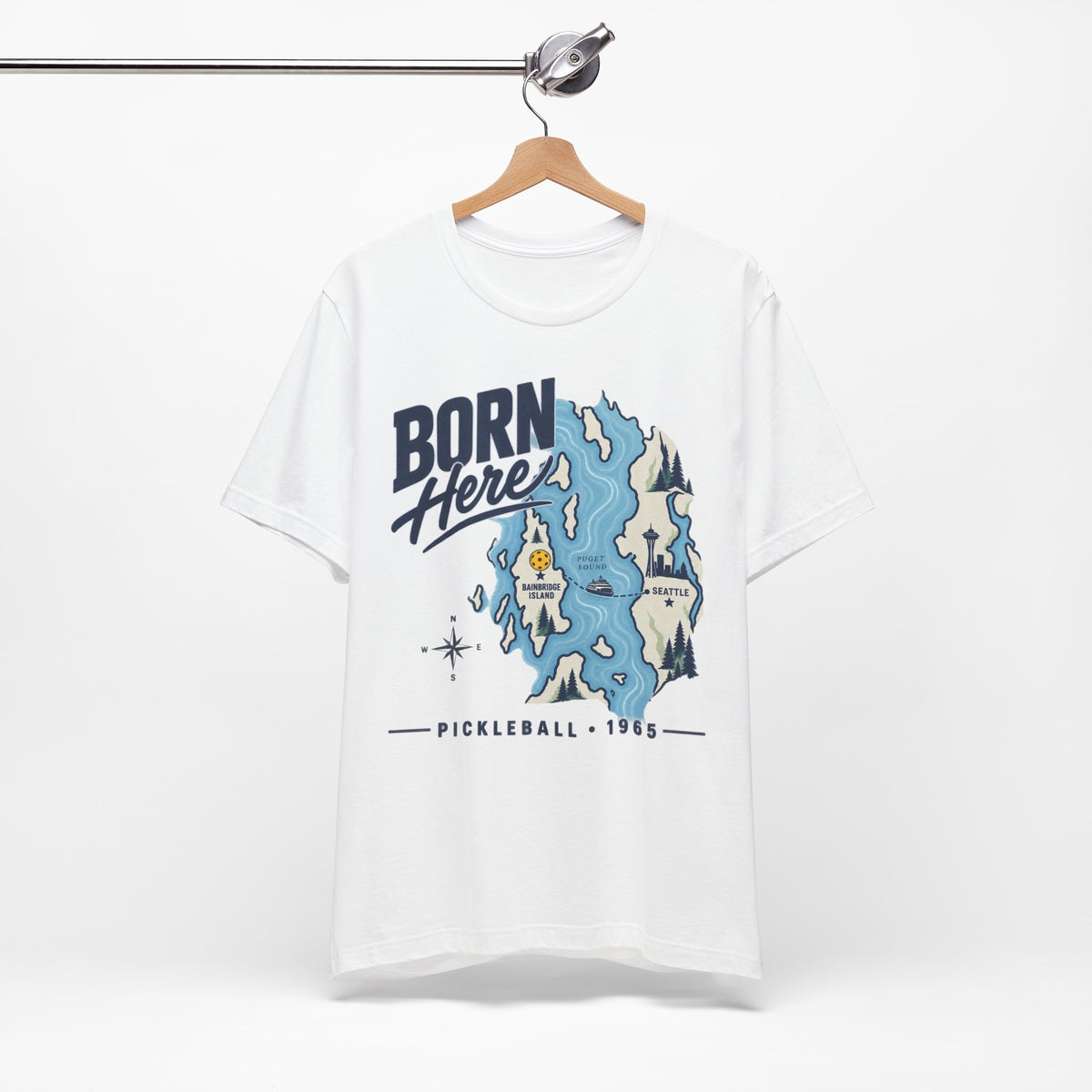 Born Here Bainbridge Island Pickleball 1965 Unisex Tee
