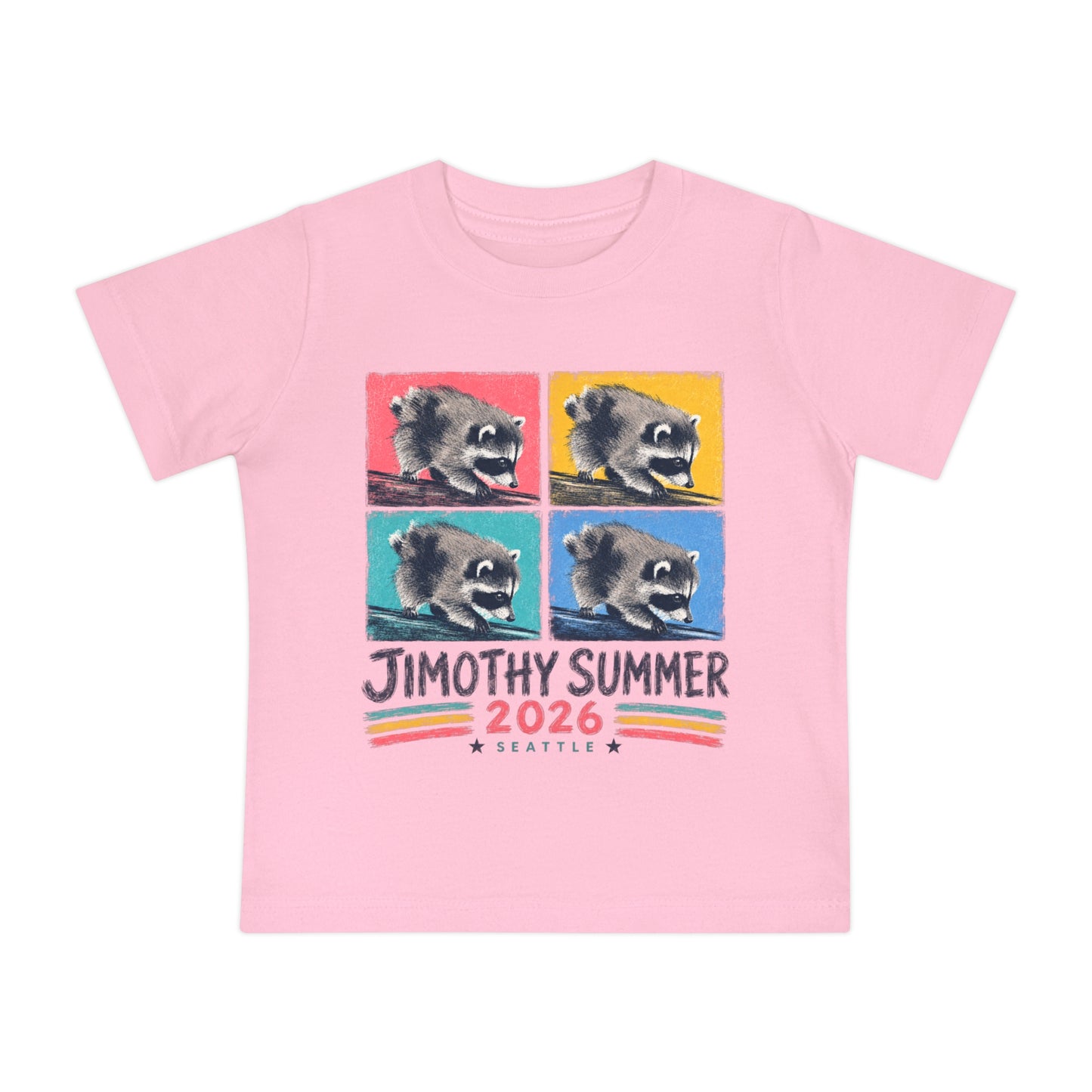 Jimothy Summer 2026 Seattle | Raccoon Pop Art Baby T-Shirt