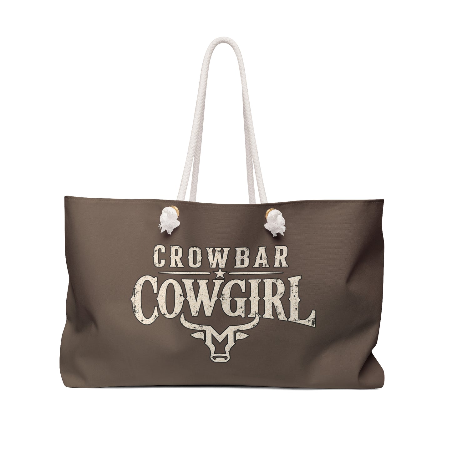 Crowbar Cowgirl Western Tote Bag, Brown Canvas Carryall, Country Style, Rodeo Gift, McBee