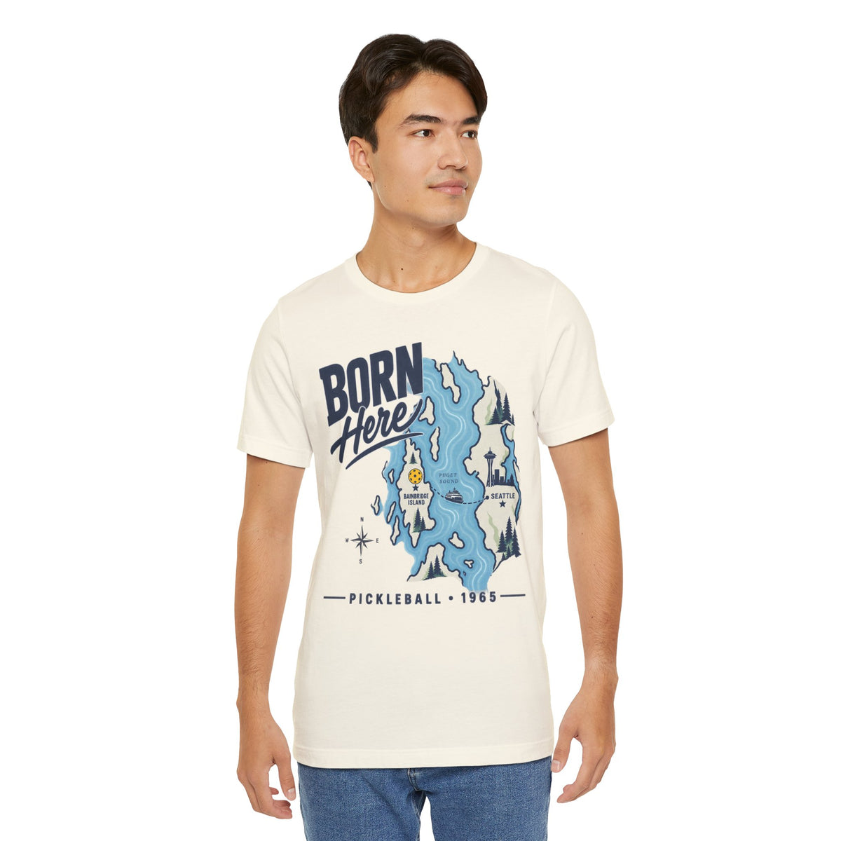 Born Here Bainbridge Island Pickleball 1965 Unisex Tee