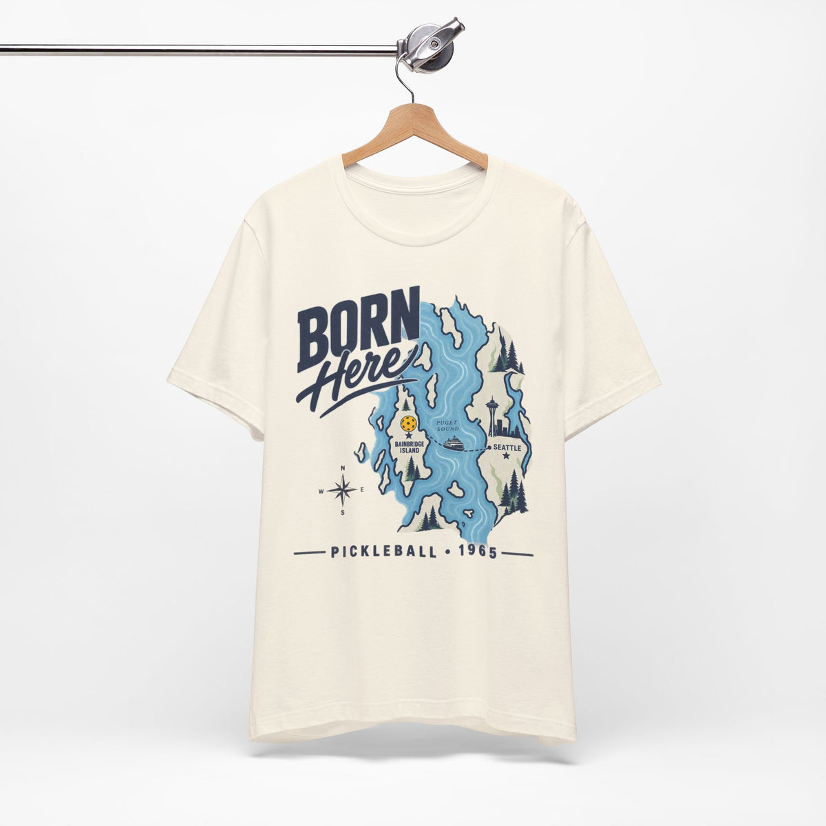 Born Here Bainbridge Island Pickleball 1965 Unisex Tee