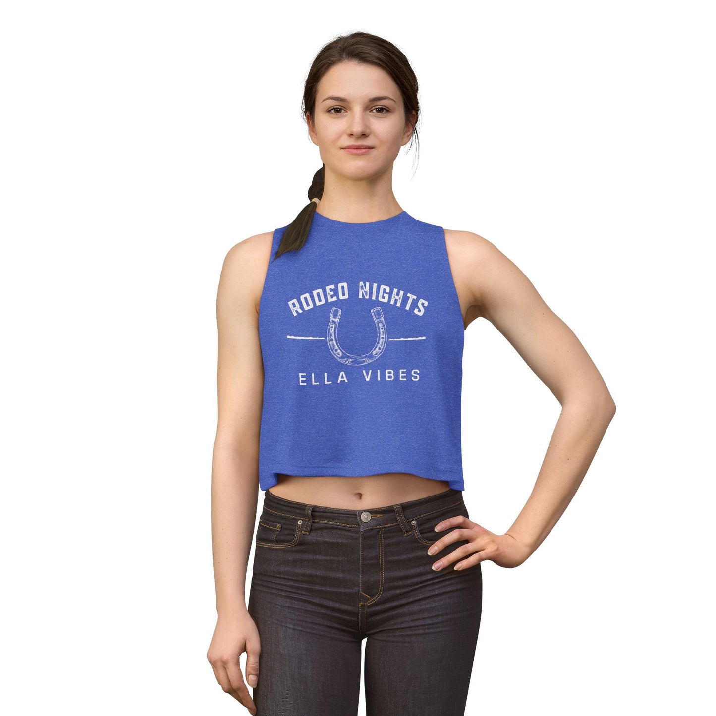 Rodeo Nights Ella Vibes Cowgirl Graphic Crop Top | Western Horse Rider Design