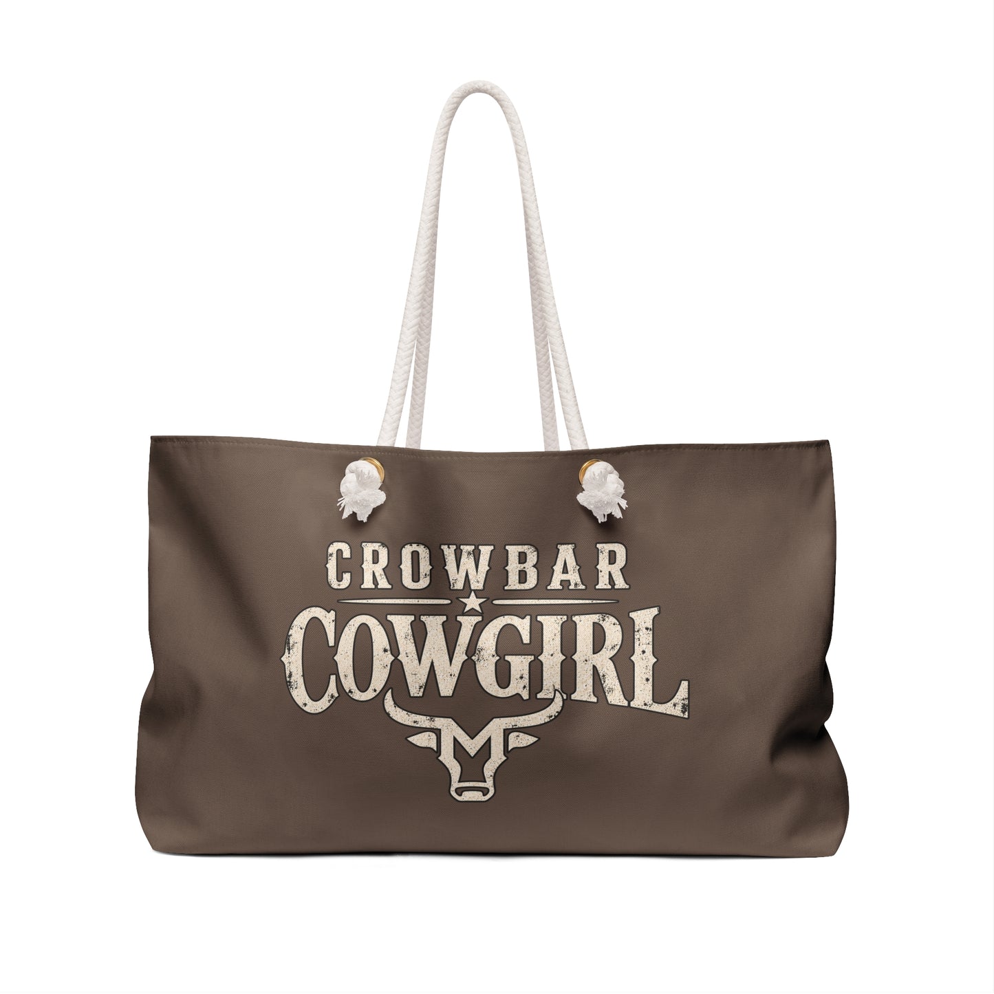 Crowbar Cowgirl Western Tote Bag, Brown Canvas Carryall, Country Style, Rodeo Gift, McBee