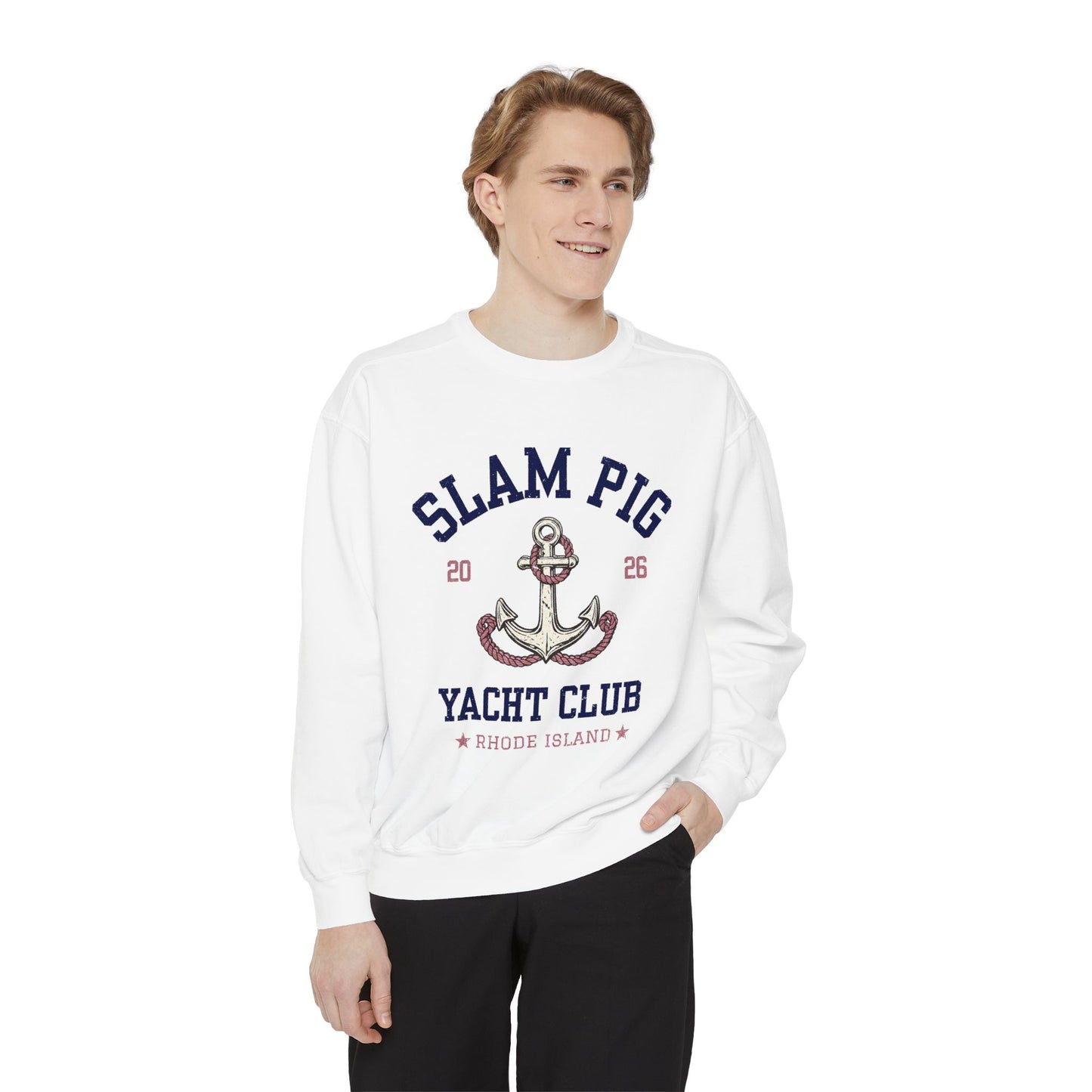 Slam Pig Yacht Club Sweatshirt, Rhode Island RHORI, Coastal Crewneck, Nautical Sweatshirt, Beach Gift