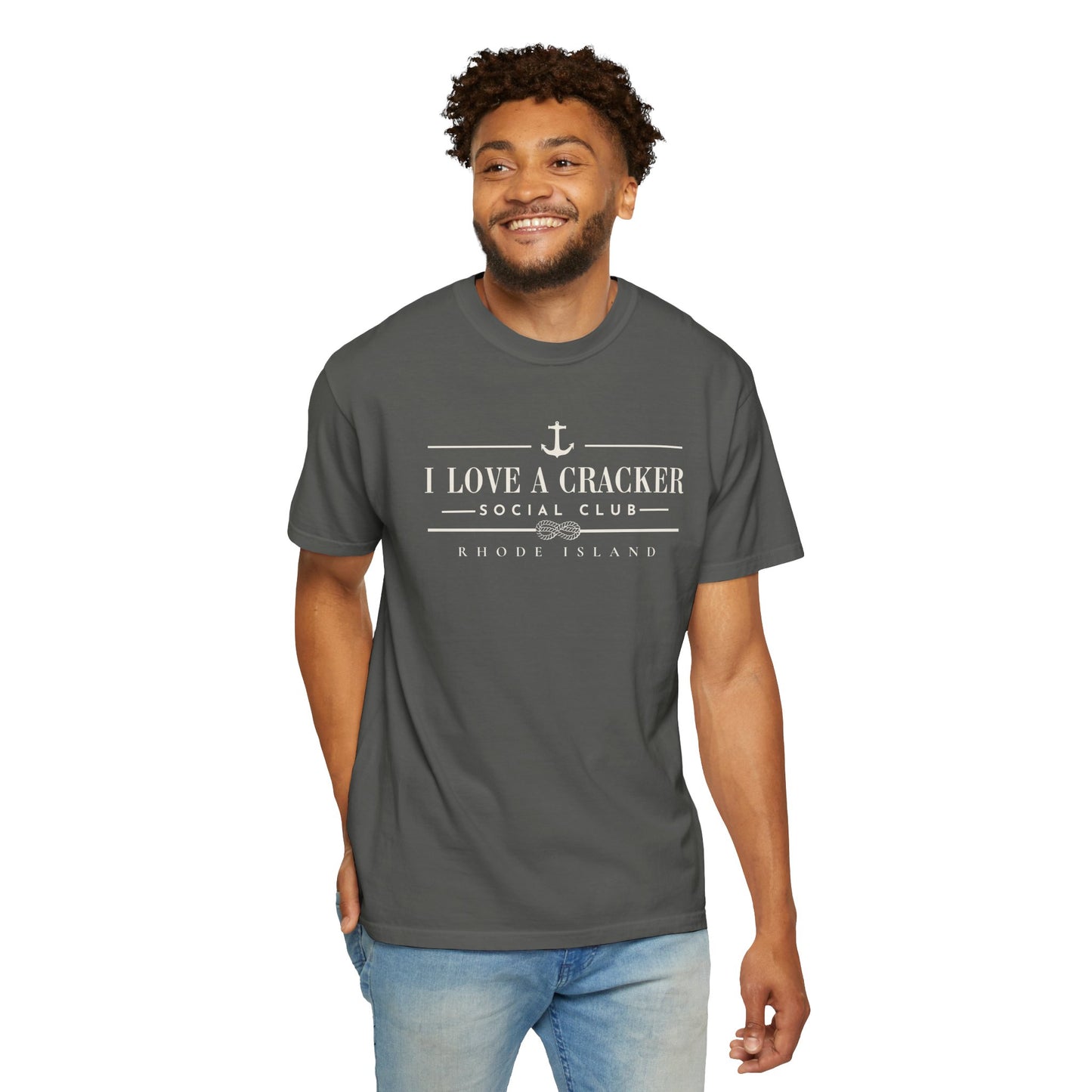 I Love a Cracker Social Club Shirt | Funny Rhode Island Shirt | Coastal Nautical Graphic Tee | New England Yacht Club Style | RHORI