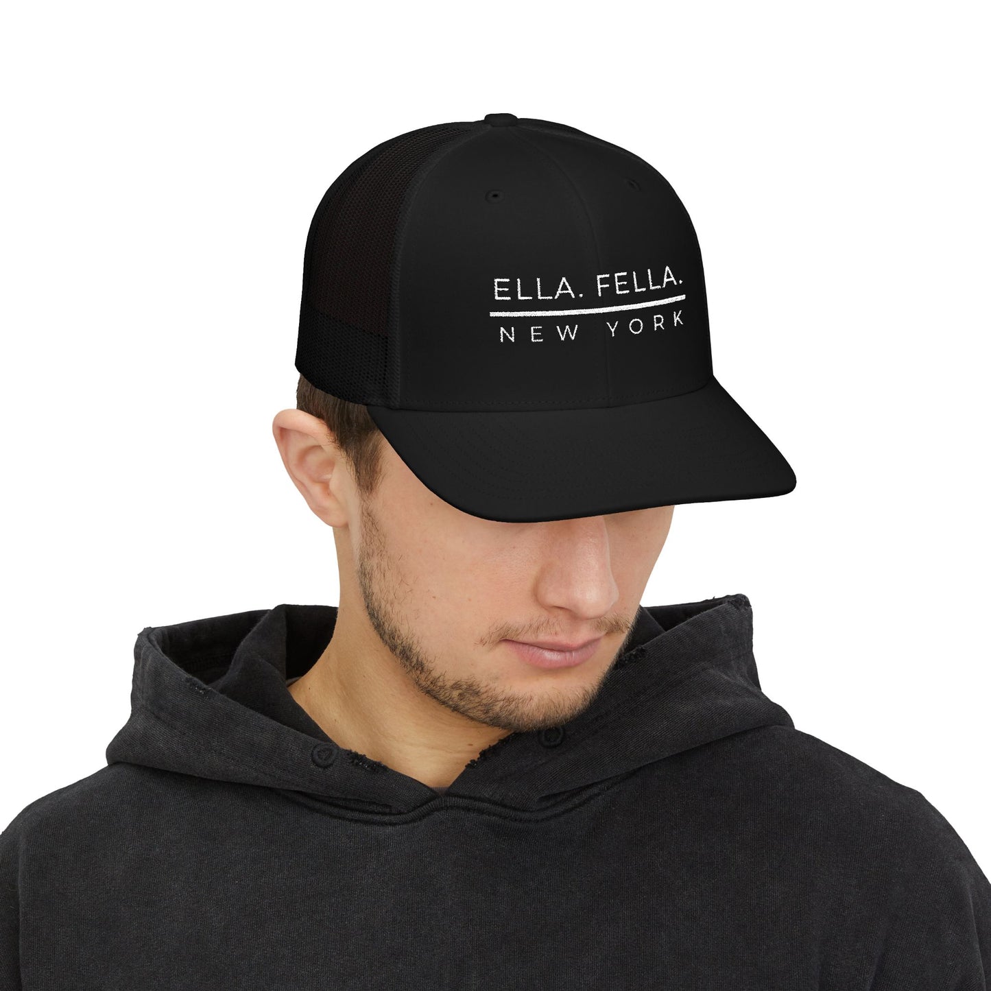 Ella Fella New York Trucker Cap | Embroidered Snapback Hat | New York Concerts