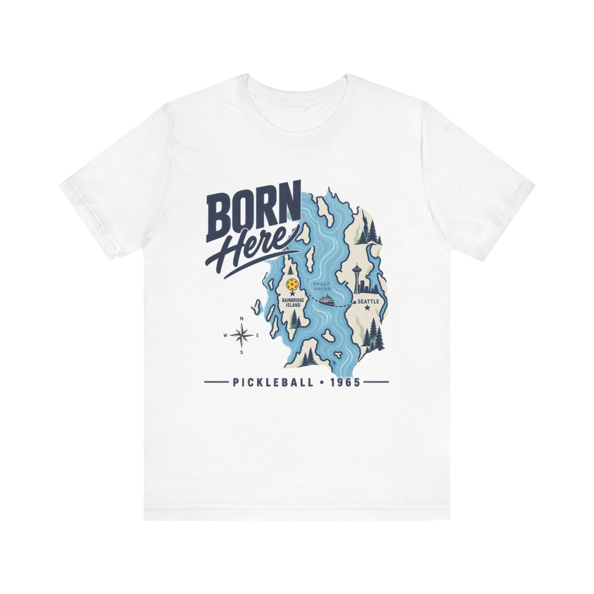Copy of Born Here Bainbridge Island Pickleball 1965 Unisex Tee
