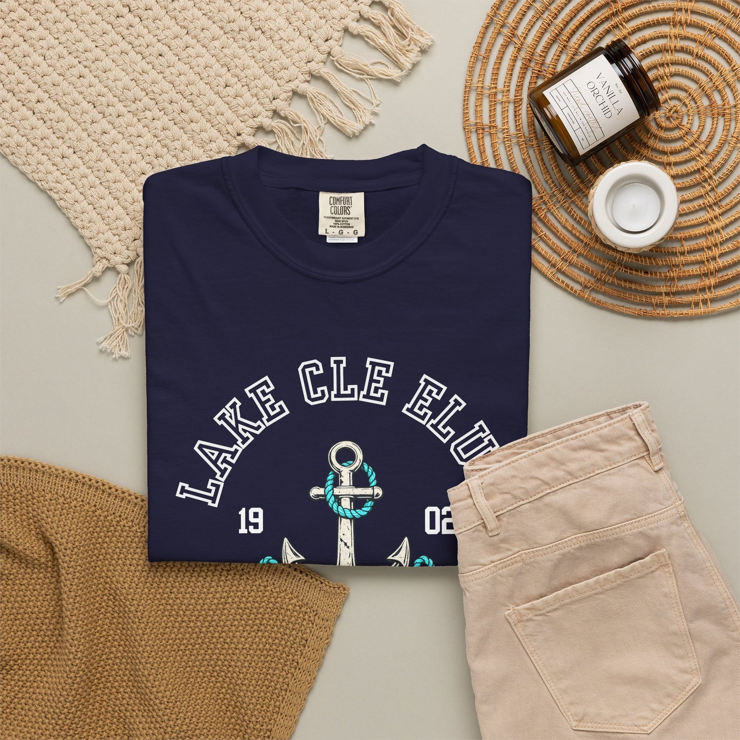 Turquoise Anchor Graphic T-Shirt | Nautical Anchor Illustration