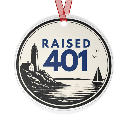 Raised 401 Lighthouse Sailboat Metal Ornament | Rhode Island Coastal Keepsake