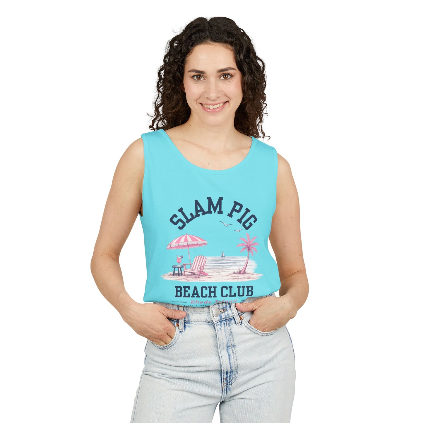 Slam Pig Beach Club Shirt, Rhode Island Beach Tee, Coastal Vacation Shirt, Preppy Summer Graphic Tee, Nautical Ocean Shirt