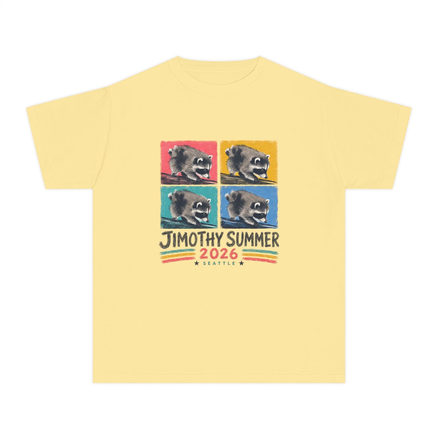 Jimothy Summer 2026 Kids Shirt, Seattle Raccoon Tee, Funny Seattle Kids T Shirt, Raccoon Shirt, Cute Summer Tee, Comfort Colors
