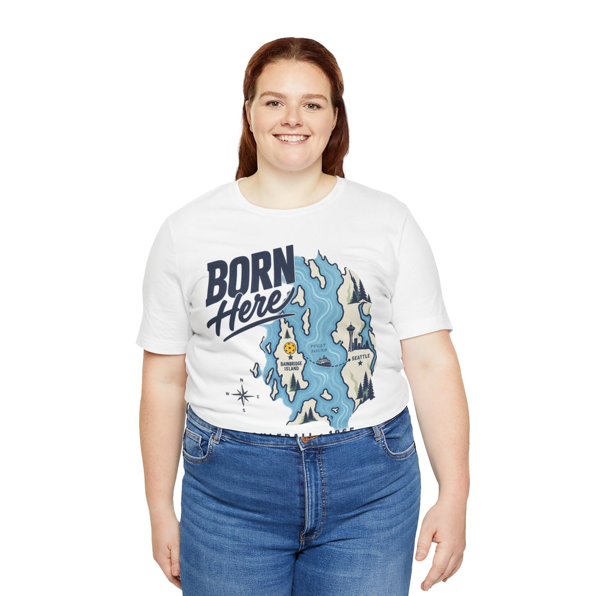 Born Here Bainbridge Island Pickleball 1965 Unisex Tee