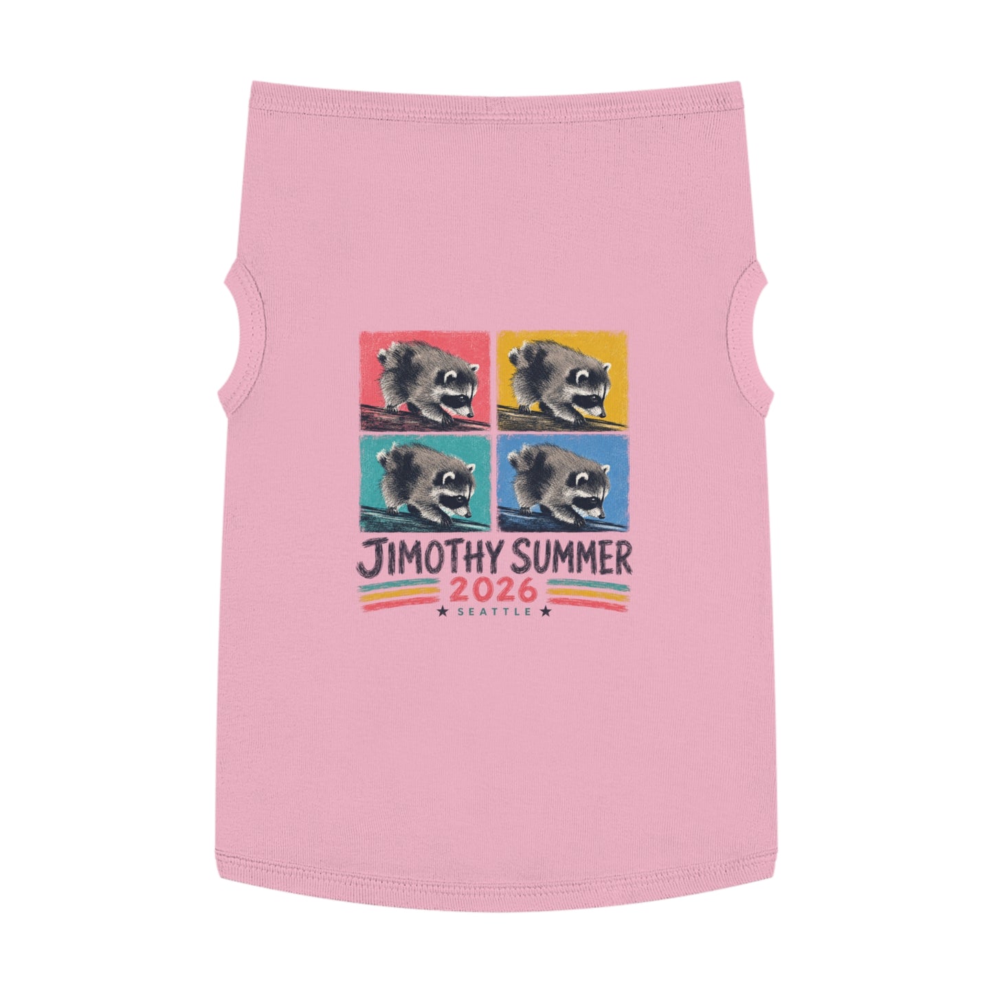 Jimothy Summer 2026 Pet Shirt, Seattle Raccoon Dog Tee, Funny Summer Pet Shirt, Retro Pop Art Cat & Dog Shirt, PNW Pet Apparel