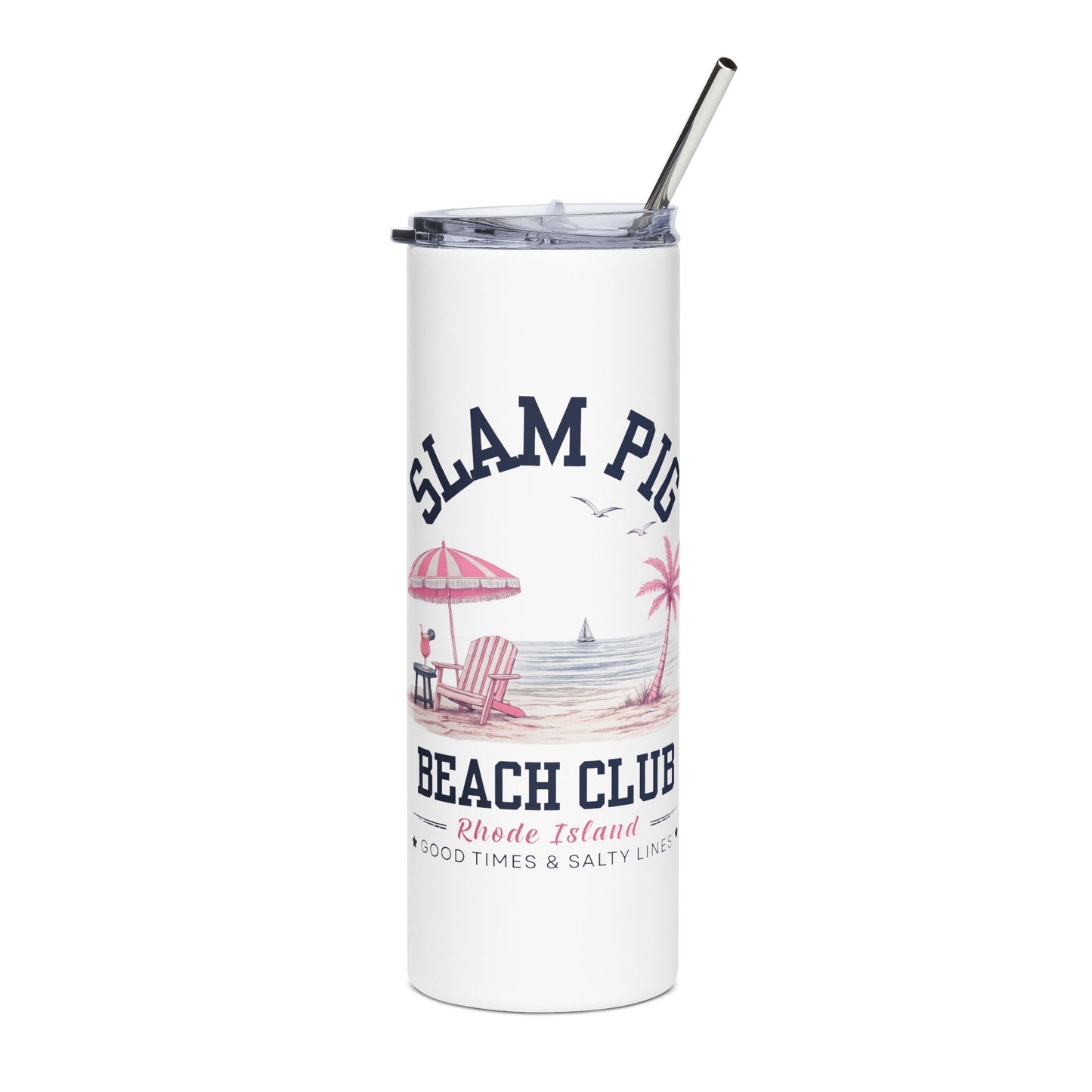 Beach Club Seaside Scene Tumbler | 20oz Stainless Steel Travel Cup