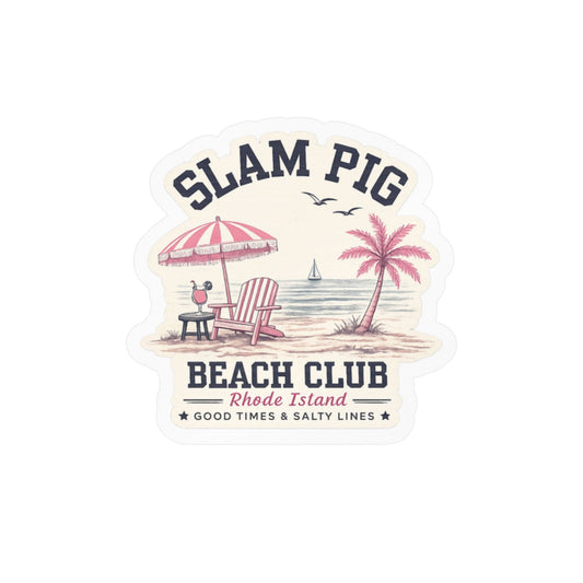 Slam Pig Beach Club Sticker, Rhode Island Beach Sticker, Coastal Preppy Decal, Pink Navy Summer Sticker, Yacht Club Vibes, RHORI