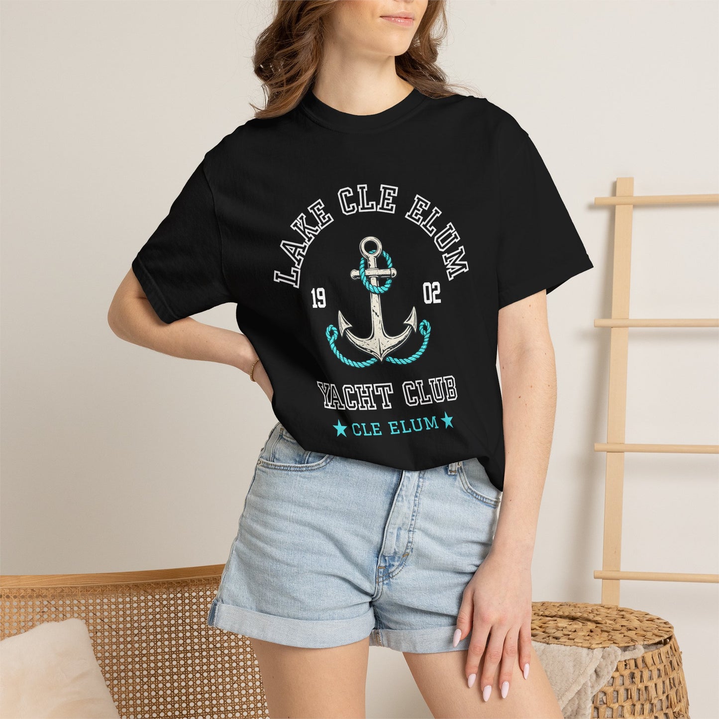 Turquoise Anchor Graphic T-Shirt | Nautical Anchor Illustration