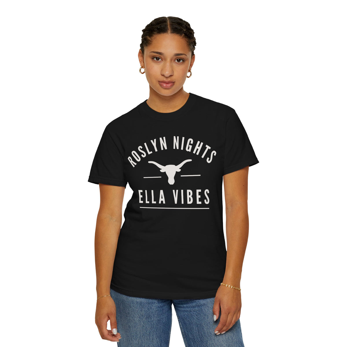 Roslyn Nights Ella Vibes T-Shirt | Unisex | Longhorn Skull Graphic | Rodeo Tee | Country Concerts