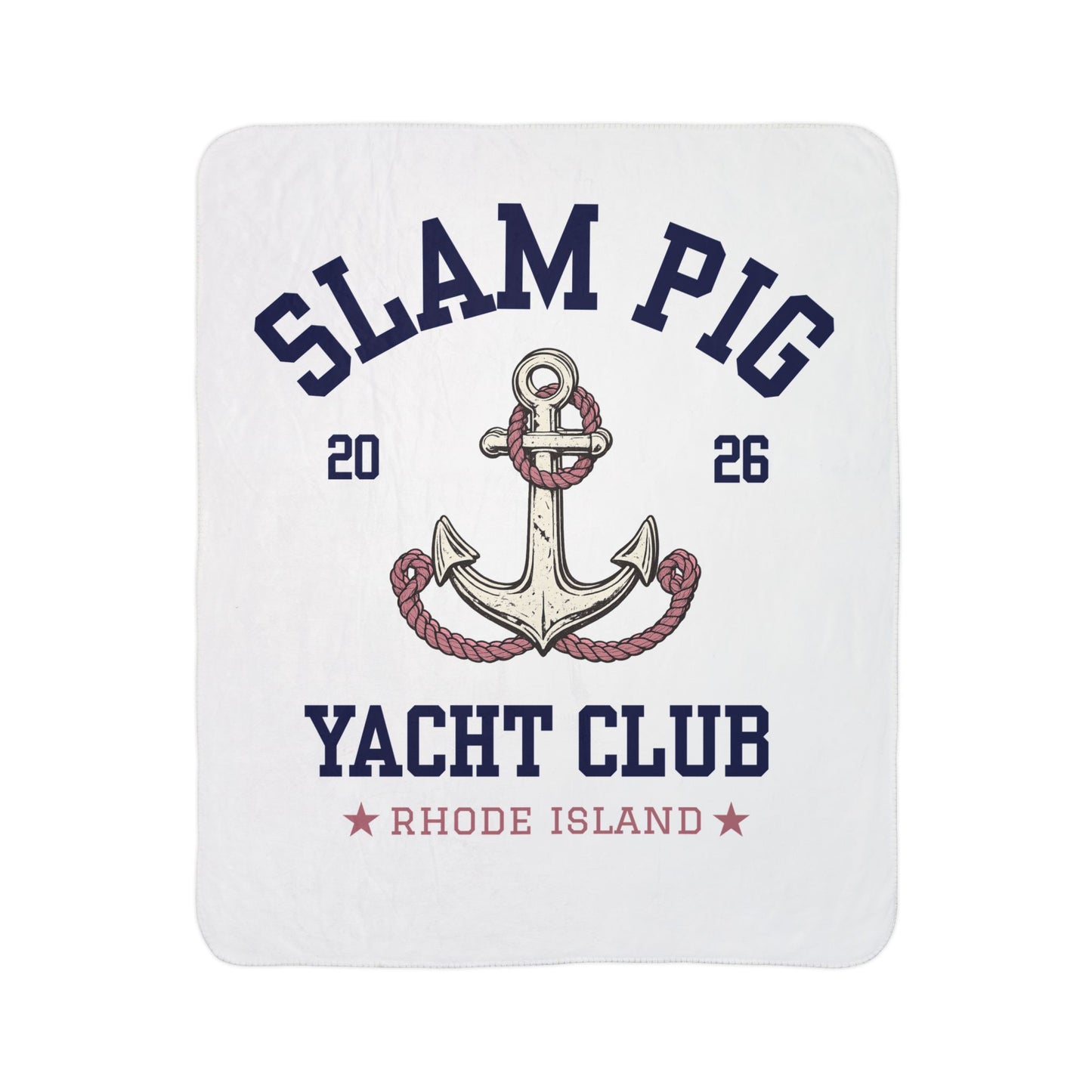 Slam Pig Yacht Club Sherpa Fleece Blanket, Coastal Throw Blanket, Nautical Blanket, Boat Blanket, Beach House Decor, Gift | RHORI