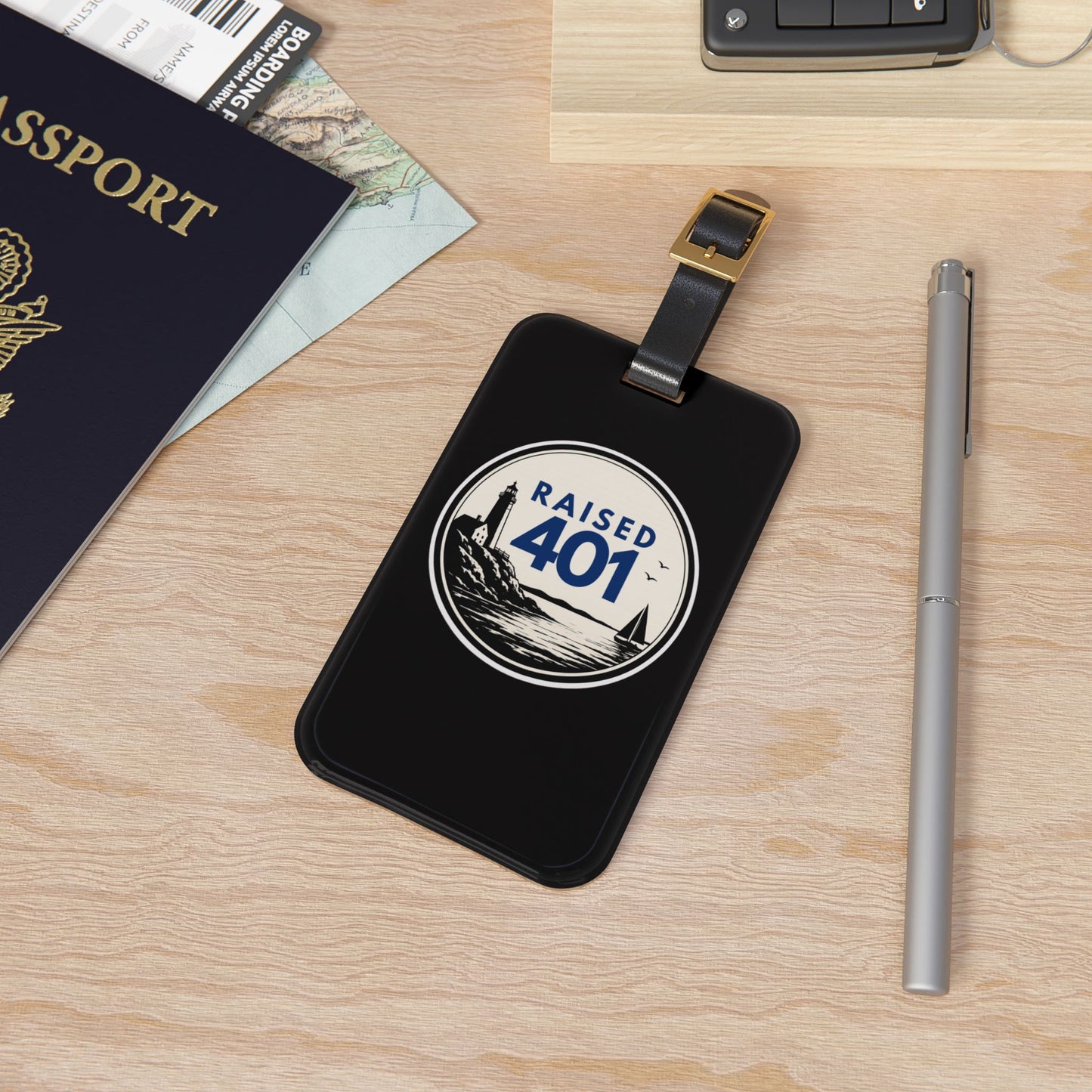 Rhode Island | Raised 401 Lighthouse Coastline Luggage Tag | Rhode Island Inspired | Local Pride
