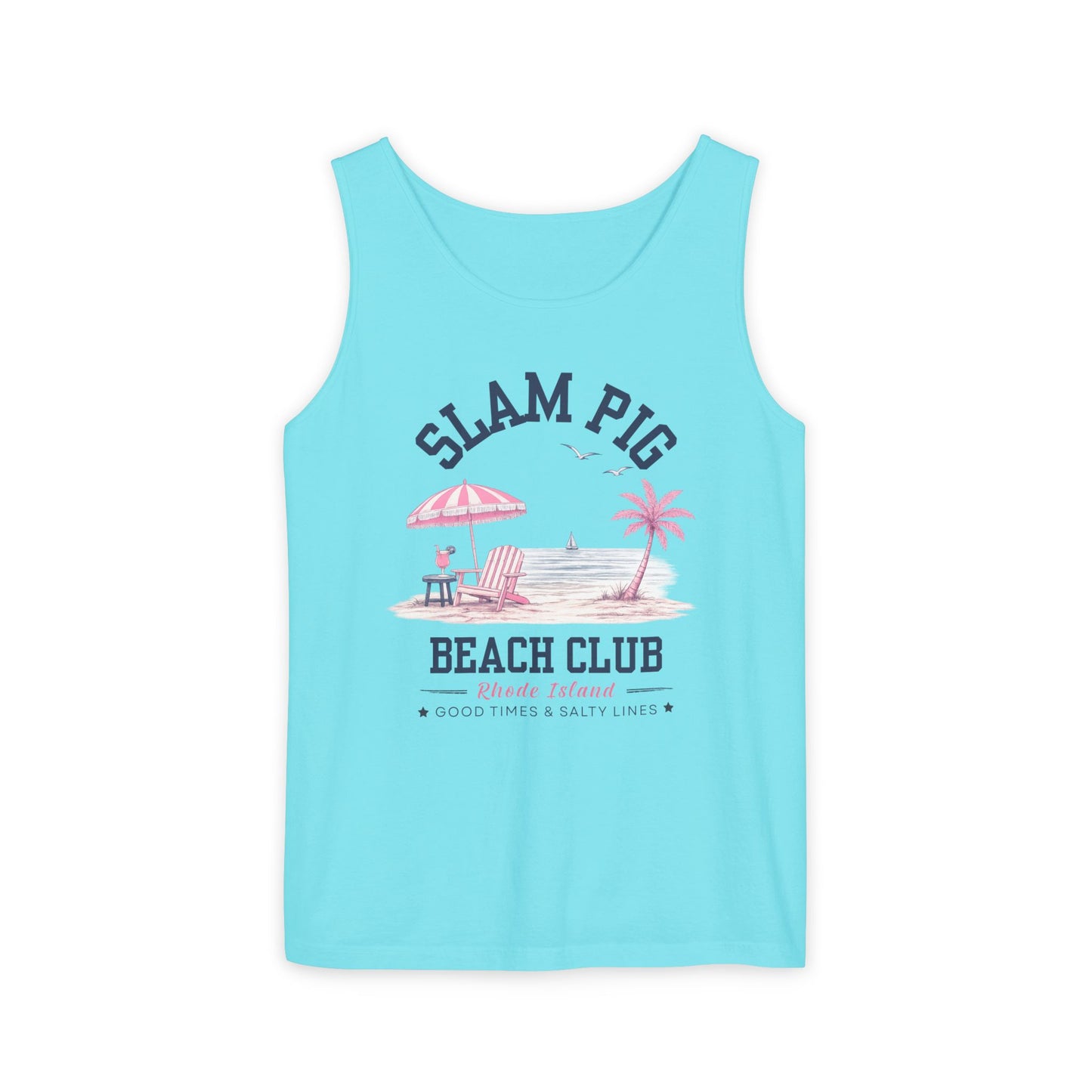 Slam Pig Beach Club Shirt, Rhode Island Beach Tee, Coastal Vacation Shirt, Preppy Summer Graphic Tee, Nautical Ocean Shirt