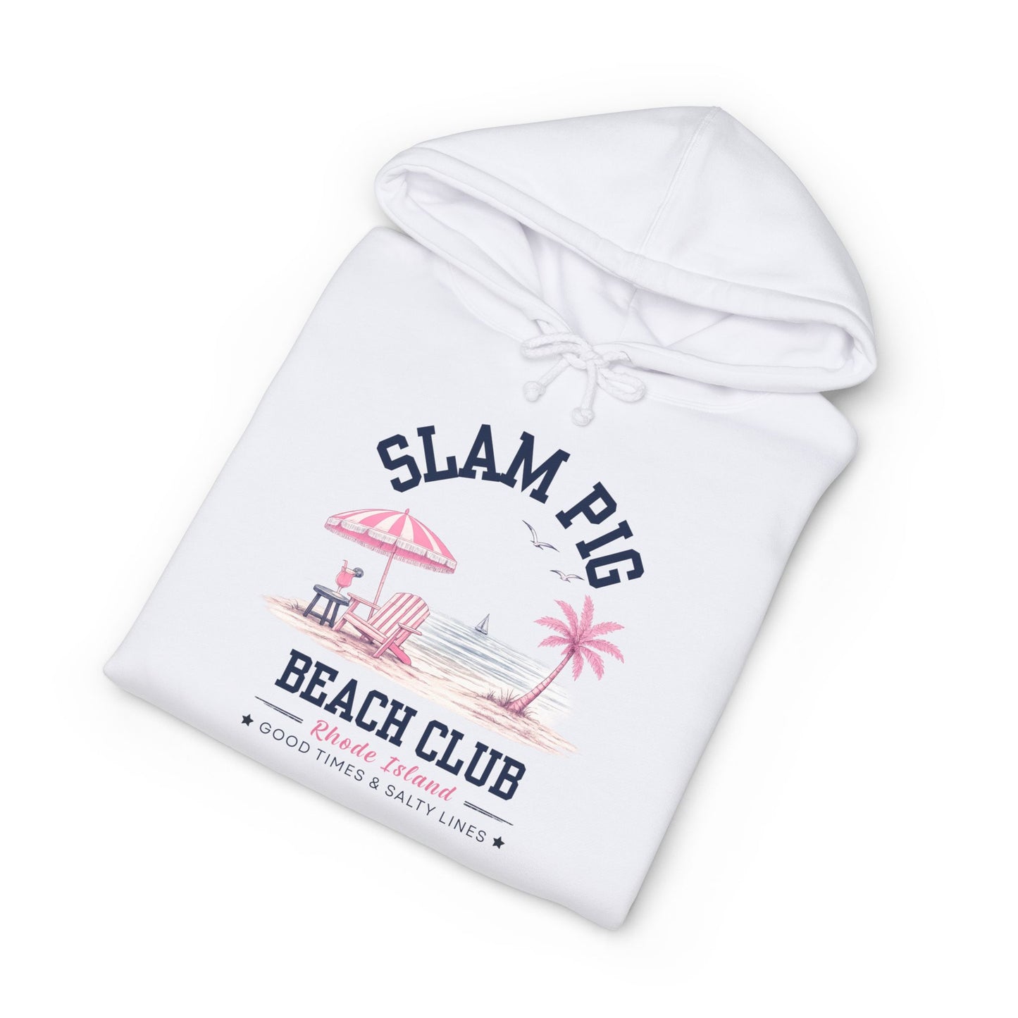 Slam Pig Beach Club Hoodie, Rhode Island Hoodie, Coastal Beach Sweatshirt, Preppy Beach Hoodie, Summer Vacation Gift, Unisex, RHORI