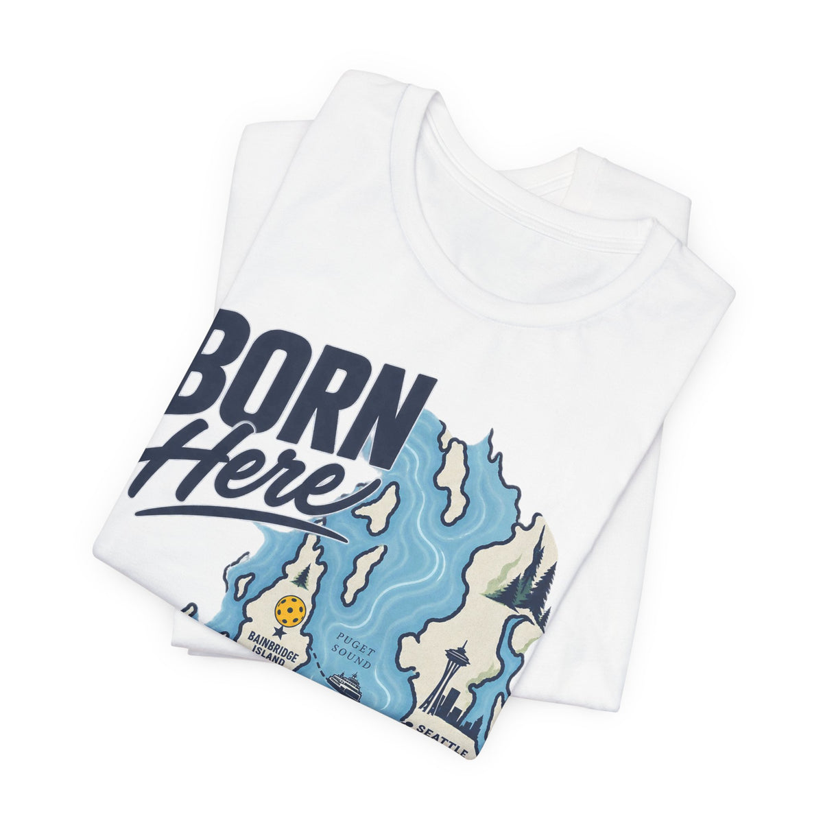 Born Here Bainbridge Island Pickleball 1965 Unisex Tee