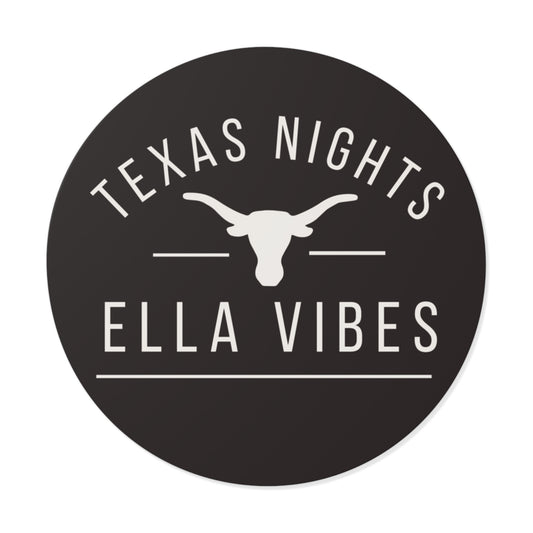 Texas Nights Ella Vibes Longhorn Sticker | Round Vinyl Sticker, Ella Vibes | Ella inspired Sticker |