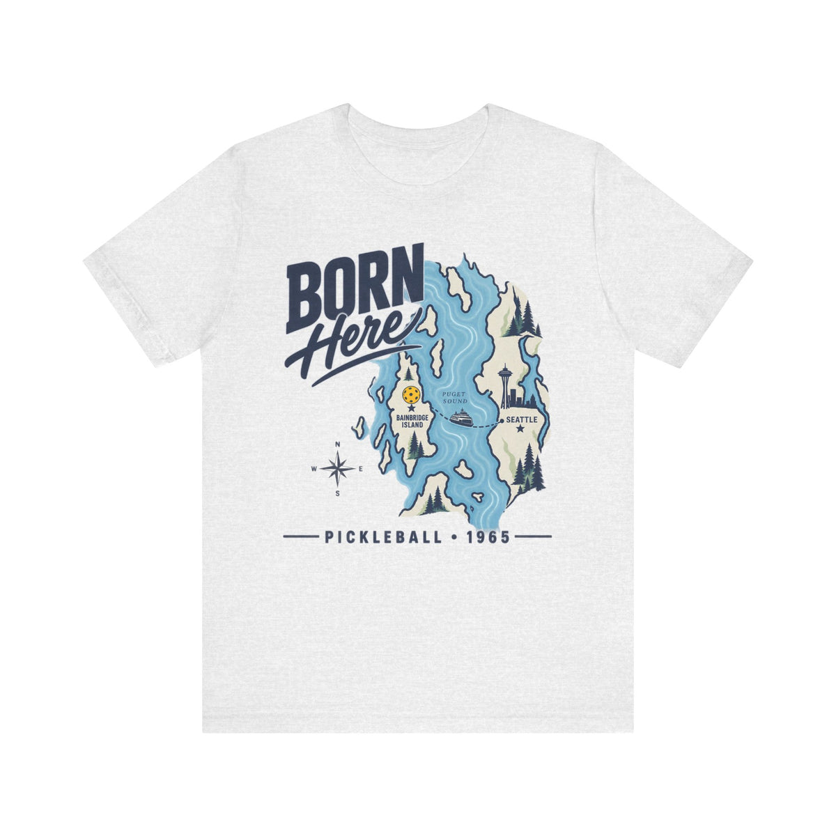 Born Here Bainbridge Island Pickleball 1965 Unisex Tee