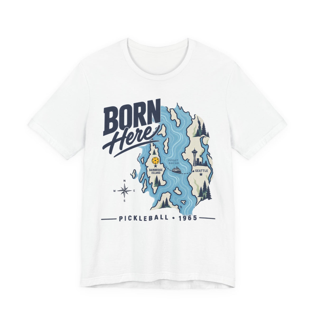 Born Here Bainbridge Island Pickleball 1965 Unisex Tee