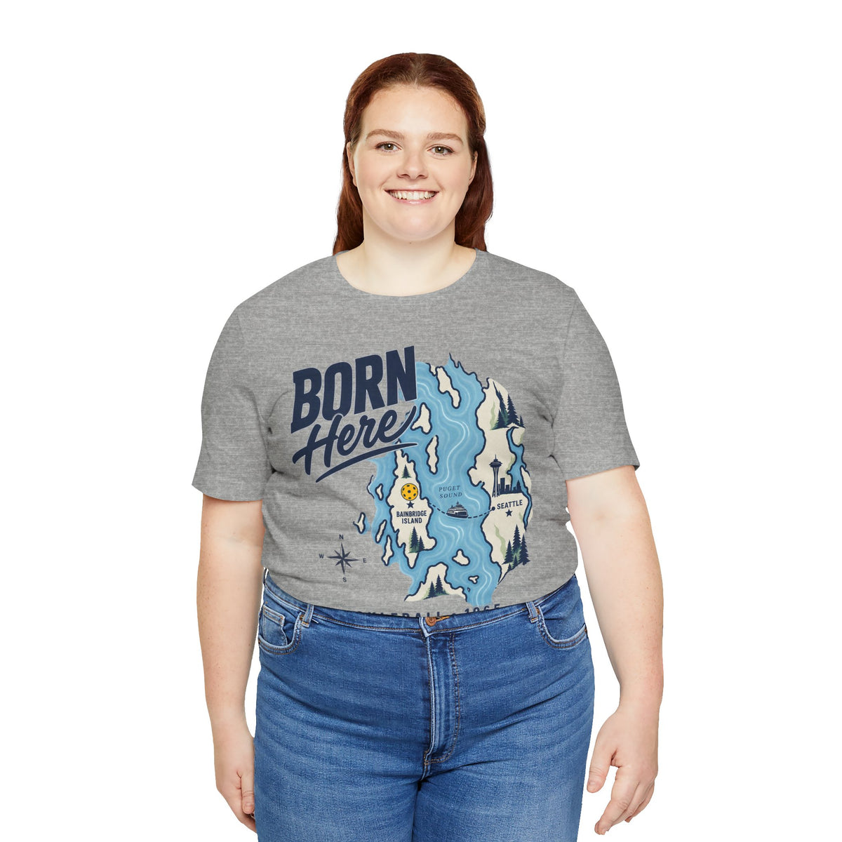 Born Here Bainbridge Island Pickleball 1965 Unisex Tee