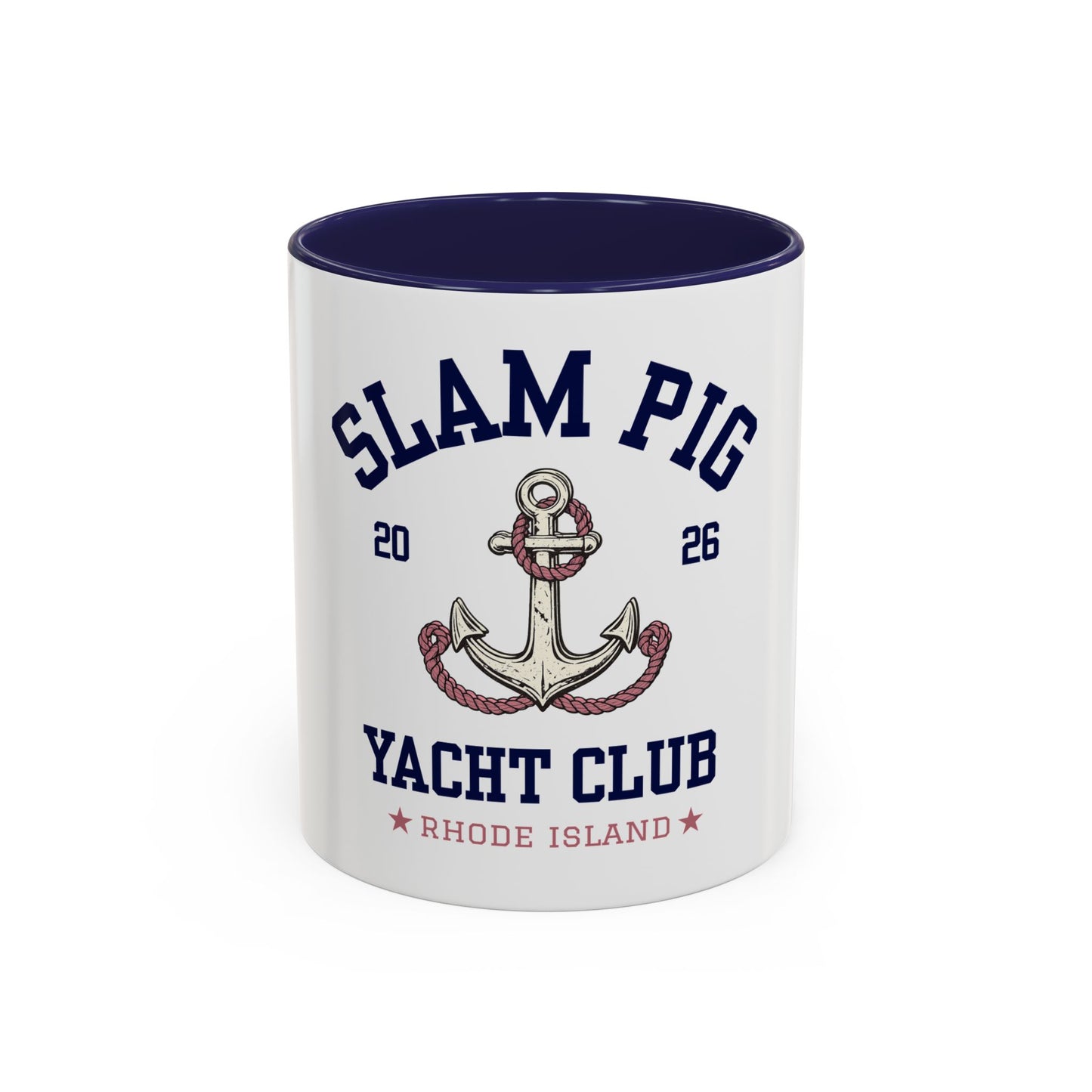 Slam Pig Yacht Club Mug | Rhode Island Coffee Mug | Nautical Sailing Mug | Coastal Boat Lover Gift | Preppy Beach Club Mug | Ceramic Cup
