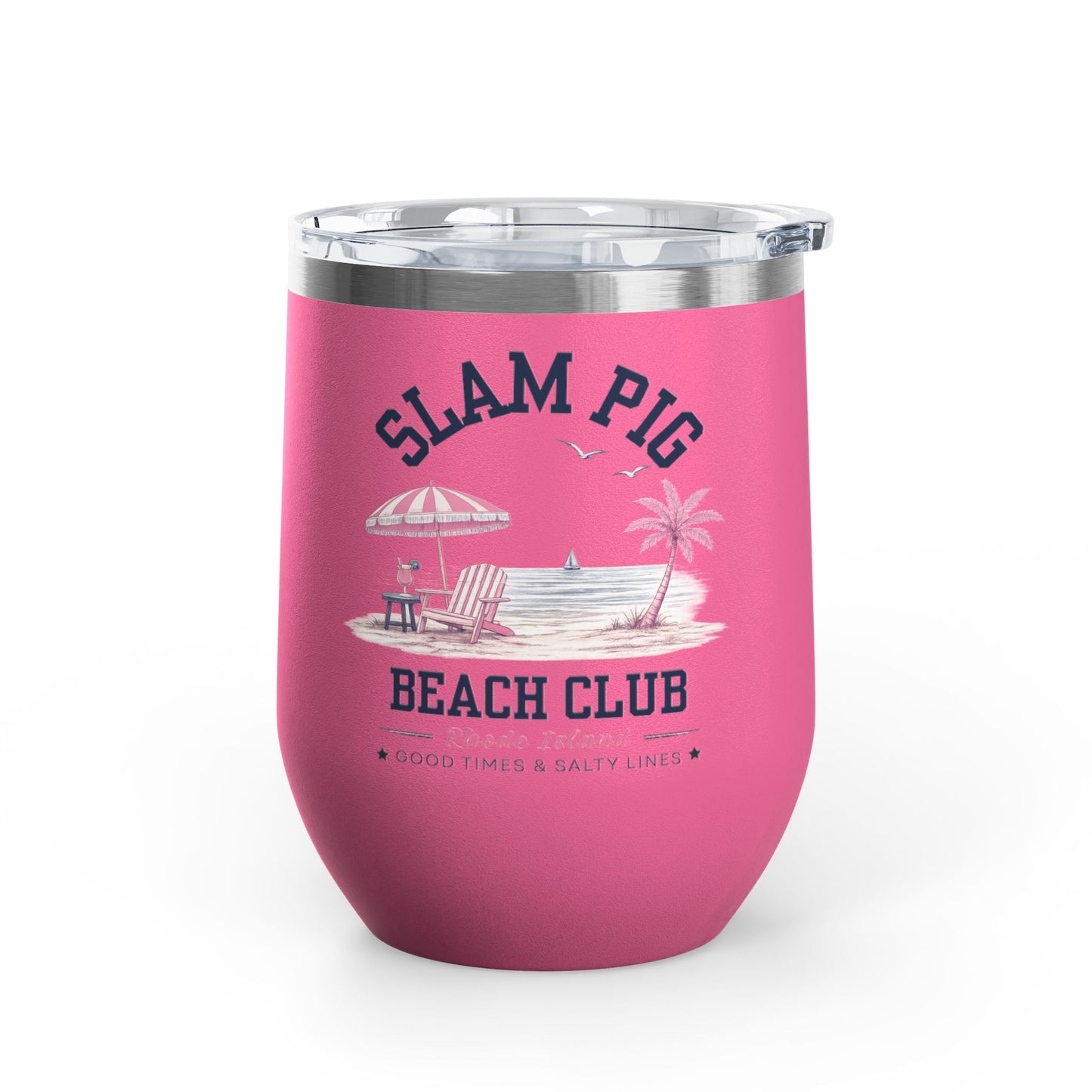 Slam Pig Beach Club Tumbler, RHORI Inspired Wine Tumbler, Rhode Island Gift, 12oz Insulated Cup, Bravo Fan Gift, Beach Cup