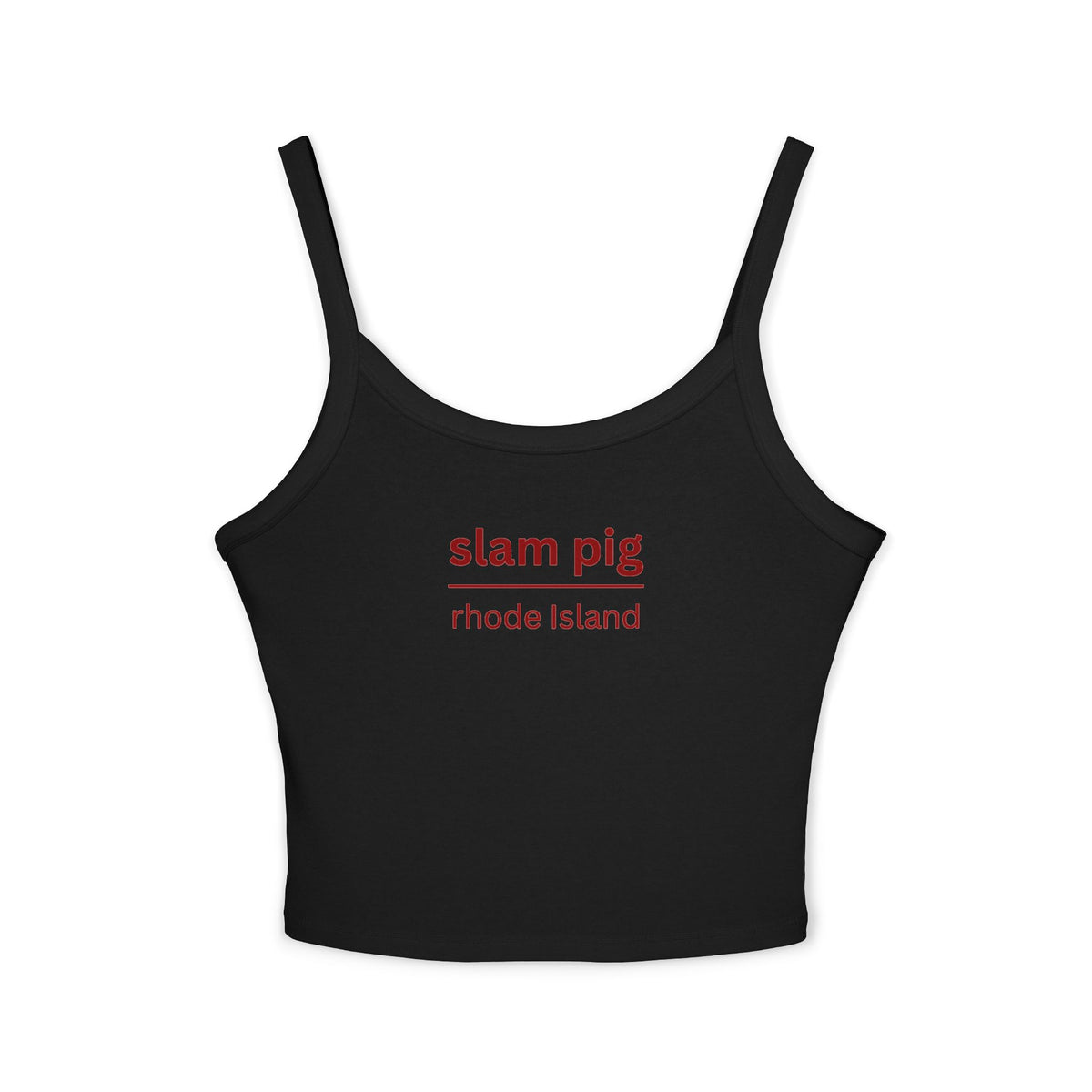 Slam Pig Rhode Island Y2K Baby Tee | Ironic Reality TV Slogan Crop Top | Trendy Red Text Graphic Tee