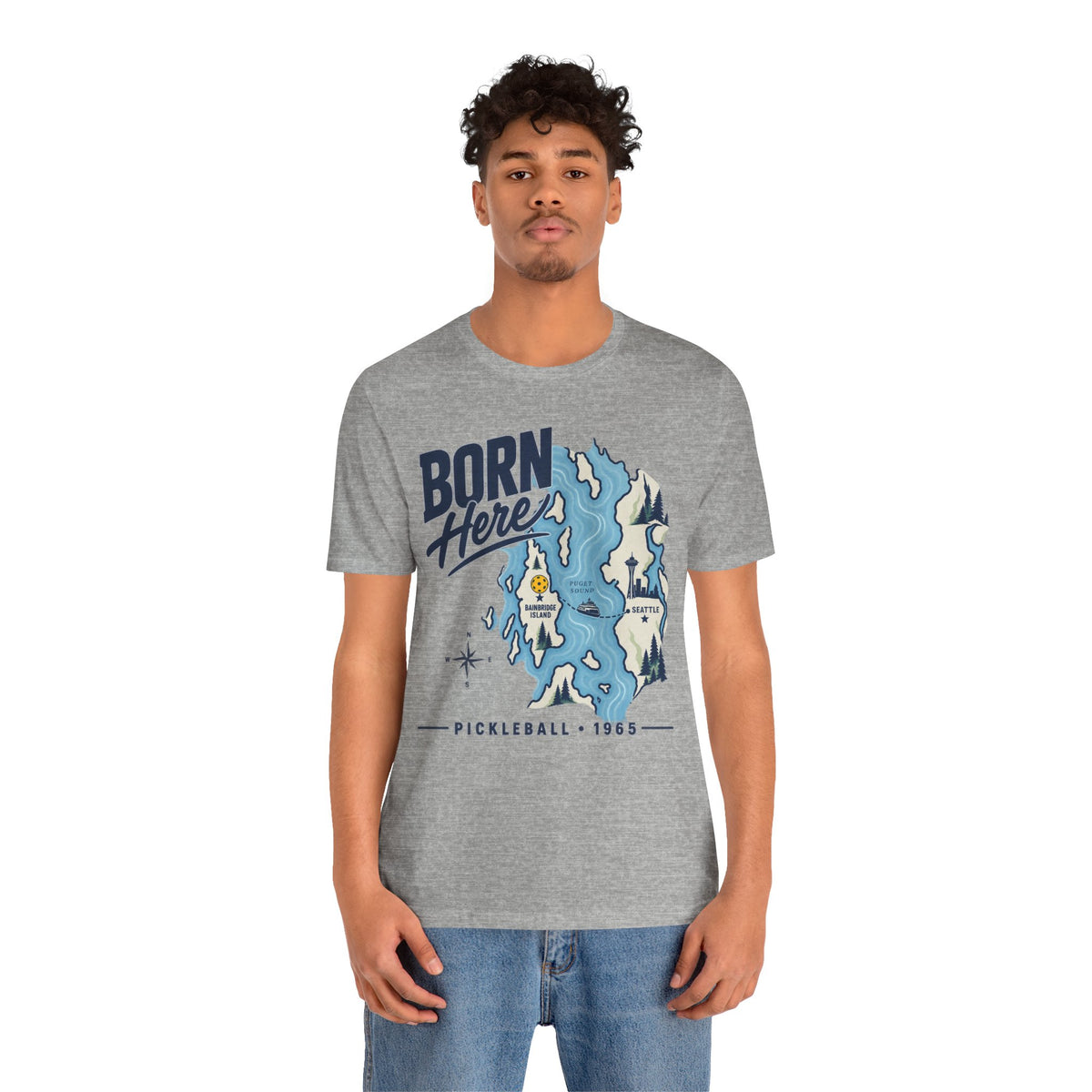 Born Here Bainbridge Island Pickleball 1965 Unisex Tee