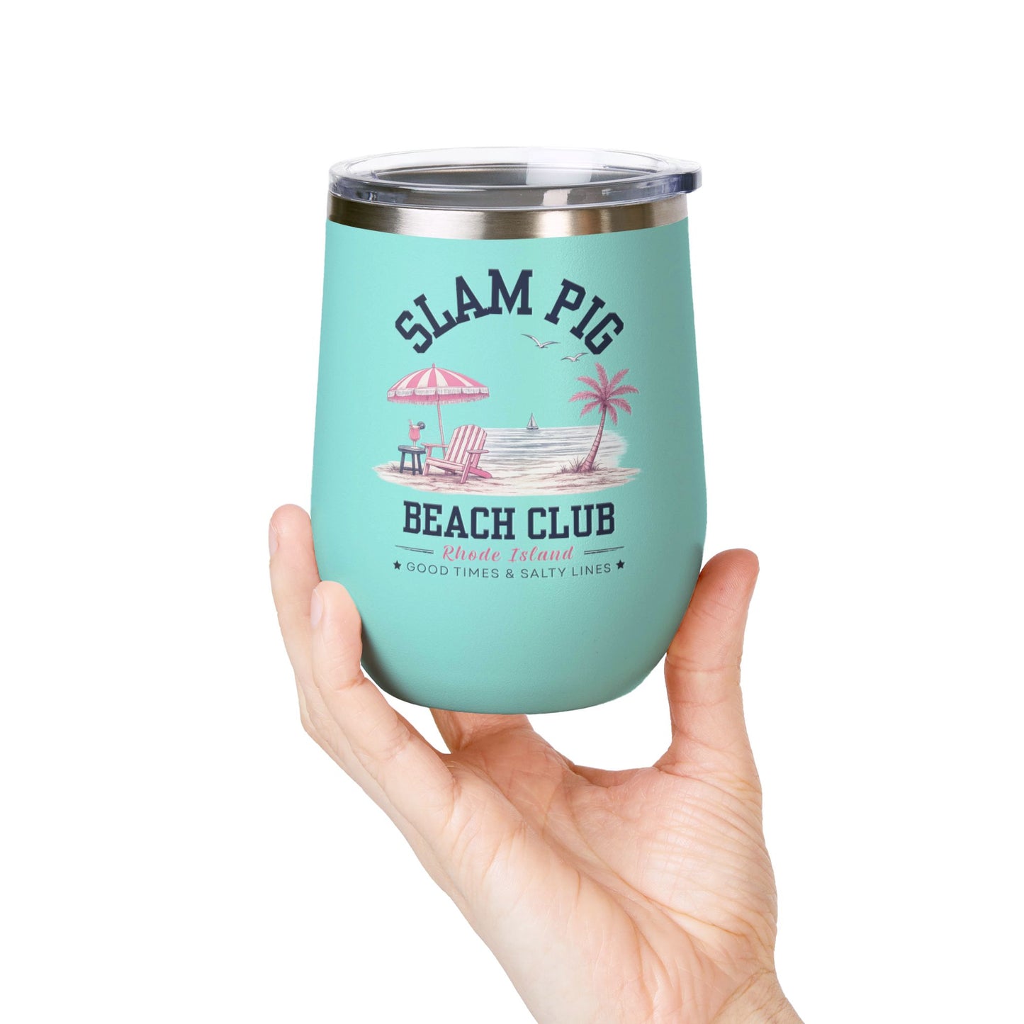 Slam Pig Beach Club Tumbler, RHORI Inspired Wine Tumbler, Rhode Island Gift, 12oz Insulated Cup, Bravo Fan Gift, Beach Cup