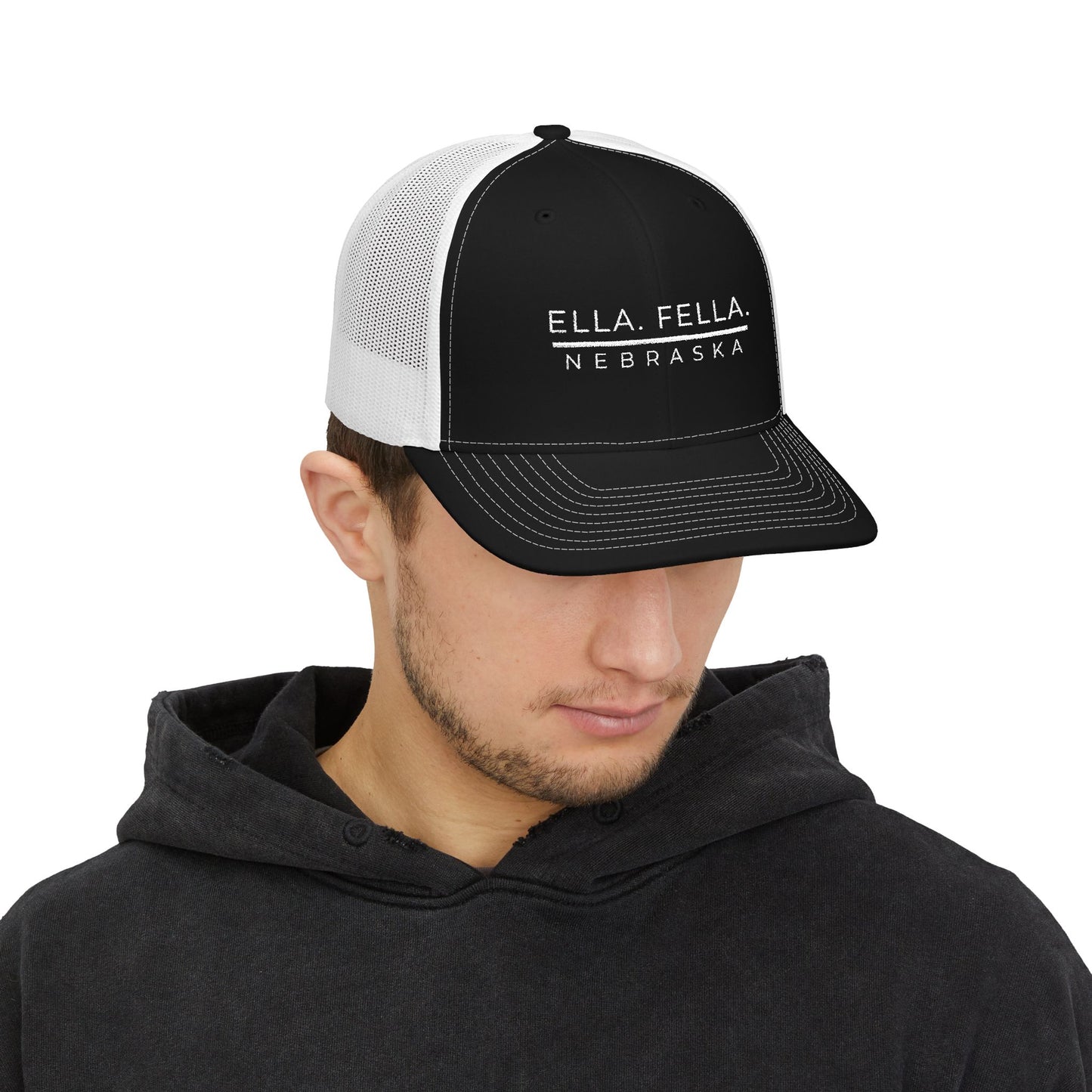 Ella Fella Nebraska Trucker Cap | Embroidered Snapback Hat | Lincoln Concerts