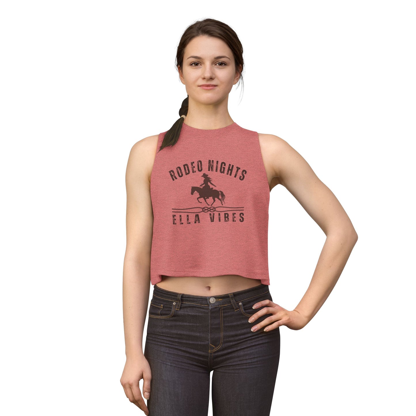 Rodeo Nights Ella Vibes Cowgirl Graphic Crop Top | Western Horse Rider Design