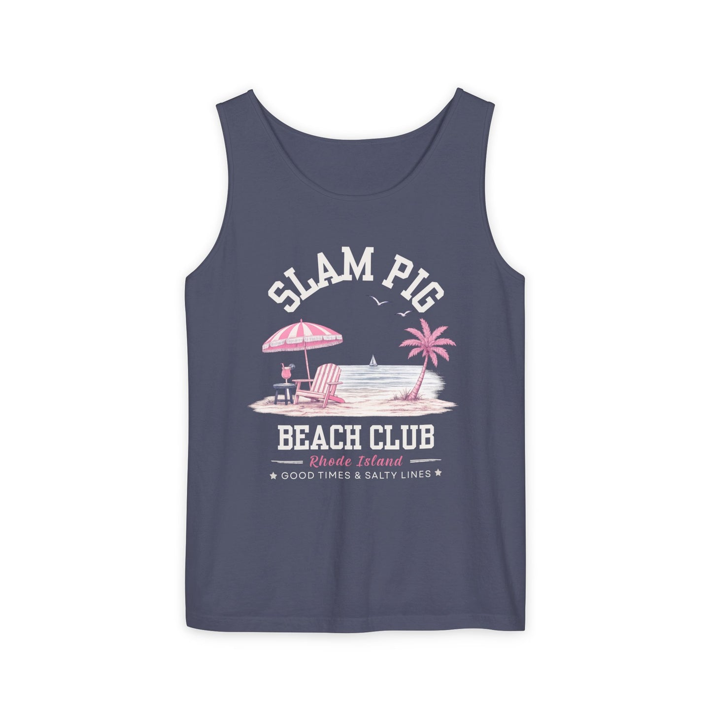 Slam Pig Beach Club Shirt, Rhode Island Beach Tee, Coastal Vacation Shirt, Preppy Summer Graphic Tee, Nautical Ocean Shirt