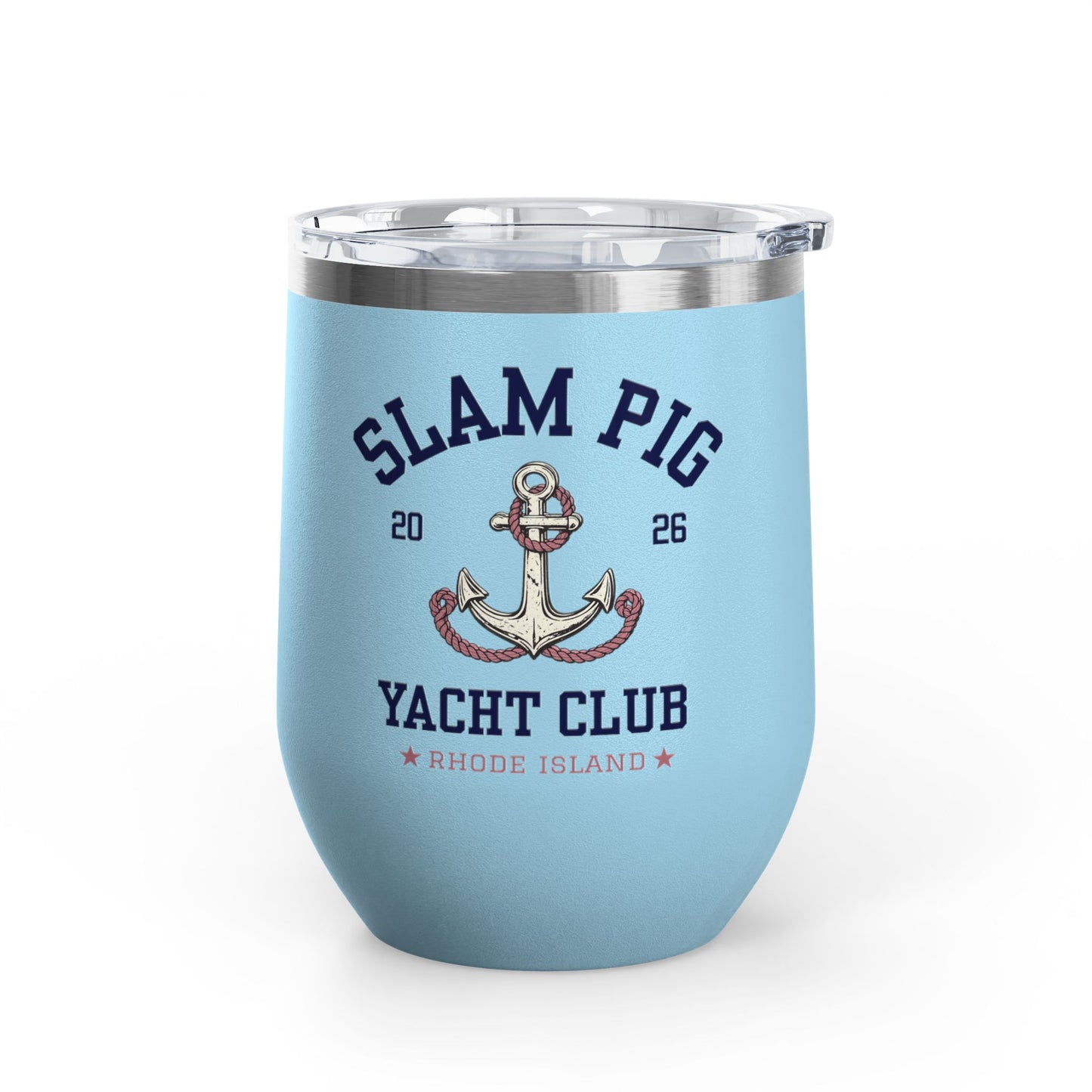 Slam Pig Yacht Club Wine Tumbler, RHORI Inspired Insulated Cup, Rhode Island Boat Gift, Funny Bravo Wine, Front/Back Design