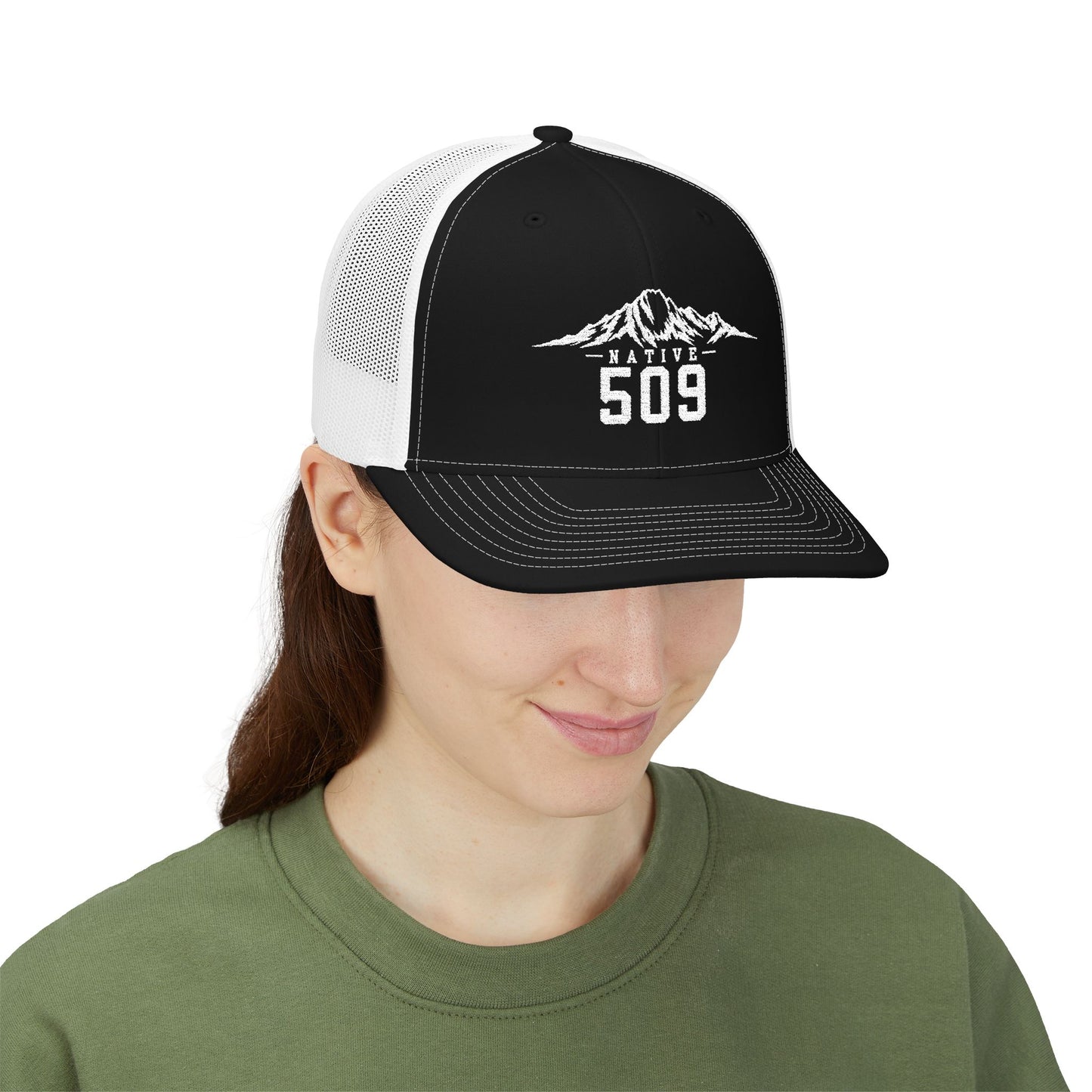 Native 509 Trucker Hat | Cascades Mount Stuart | Mountains 509 Snapback Cap | Central Washington