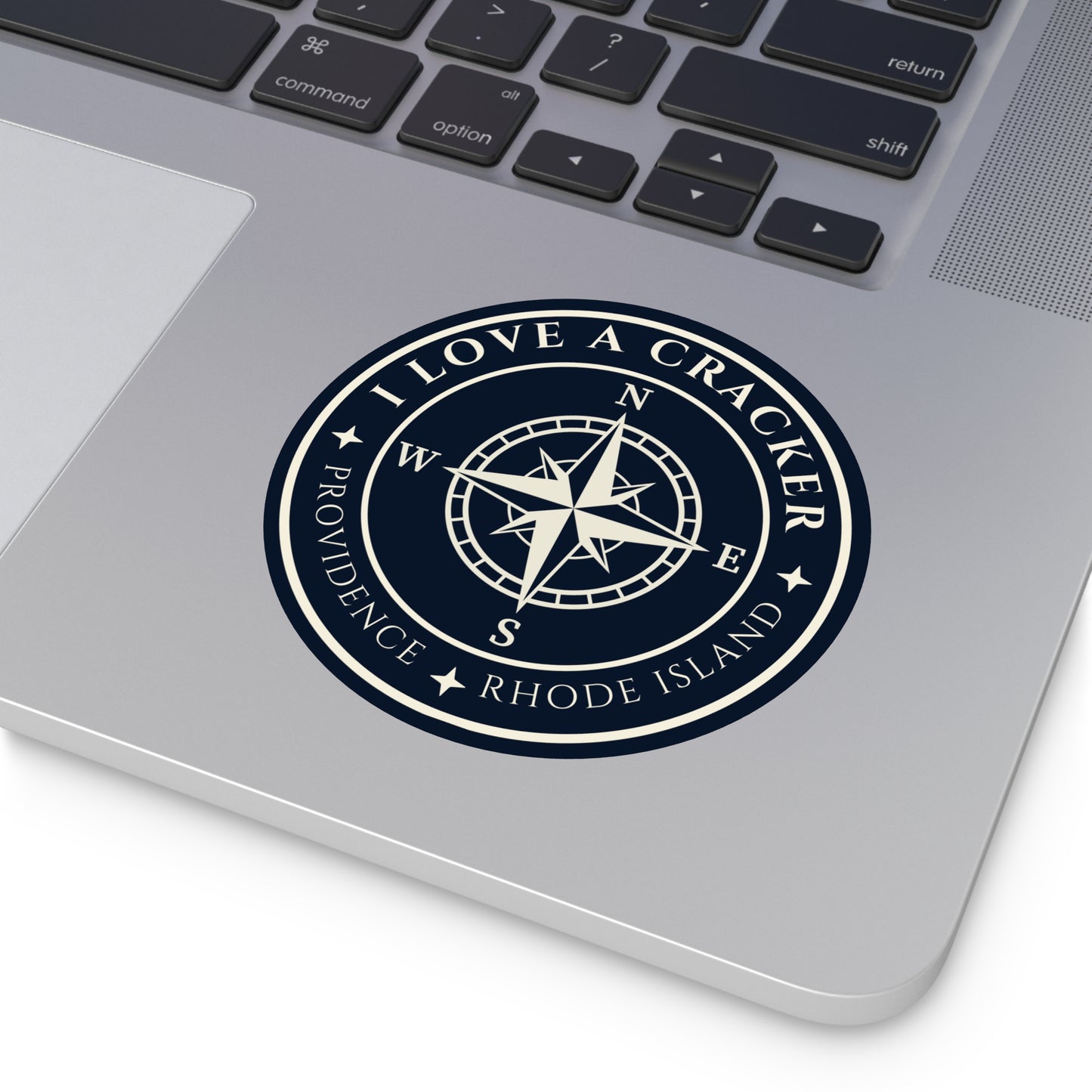 I Love A Cracker compass sticker | Round Vinyl Sticker Providence Rhode Island