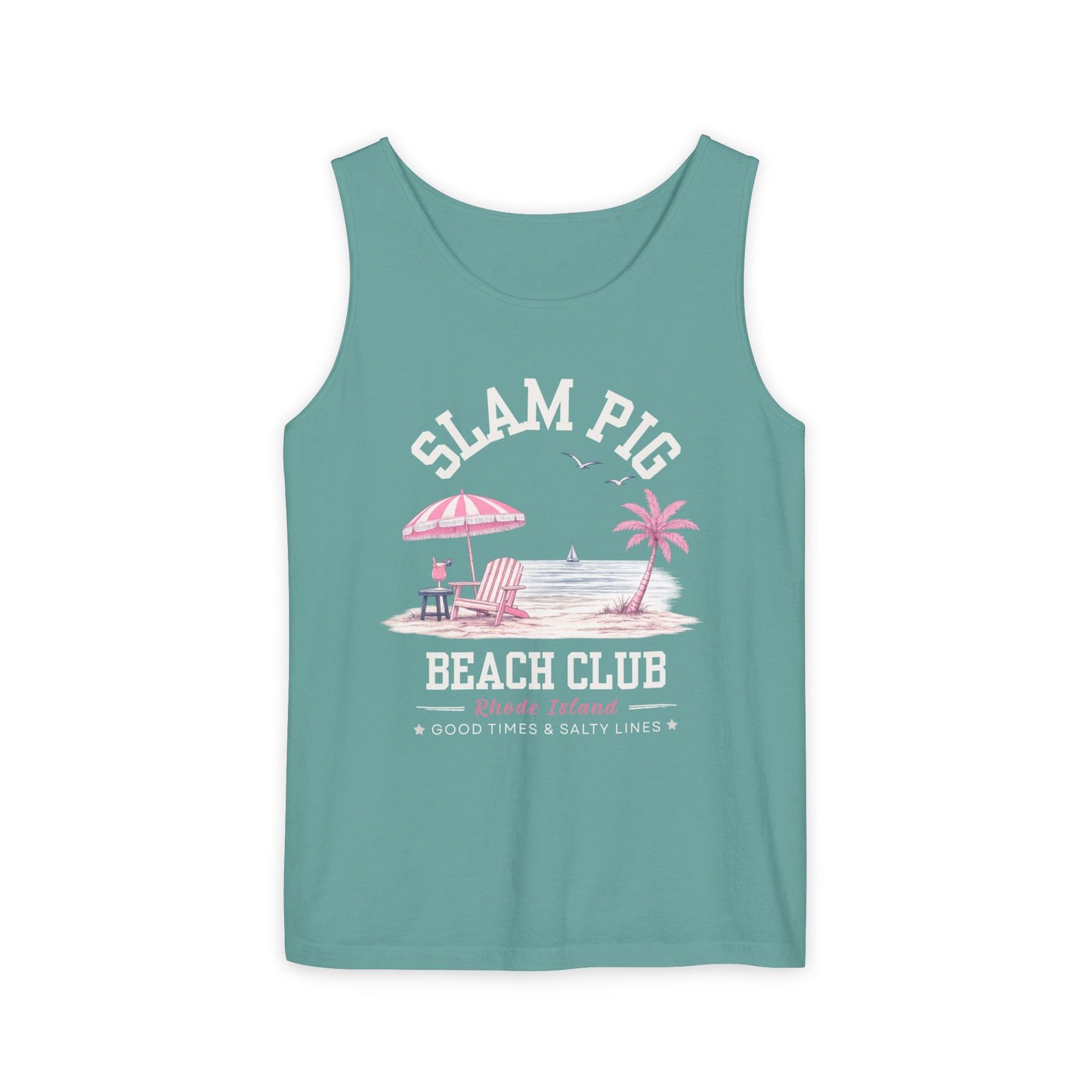 Slam Pig Beach Club Shirt, Rhode Island Beach Tee, Coastal Vacation Shirt, Preppy Summer Graphic Tee, Nautical Ocean Shirt