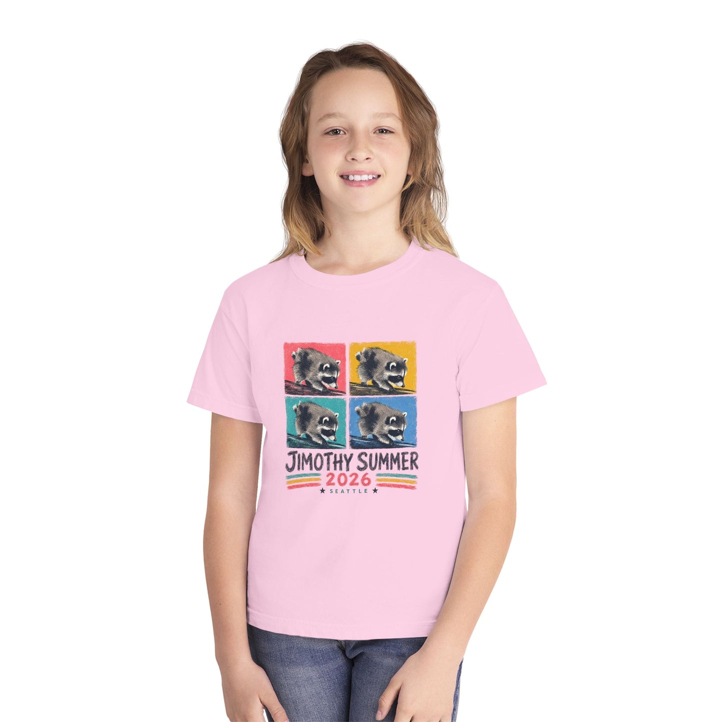 Jimothy Summer 2026 Kids Shirt, Seattle Raccoon Tee, Funny Seattle Kids T Shirt, Raccoon Shirt, Cute Summer Tee, Comfort Colors