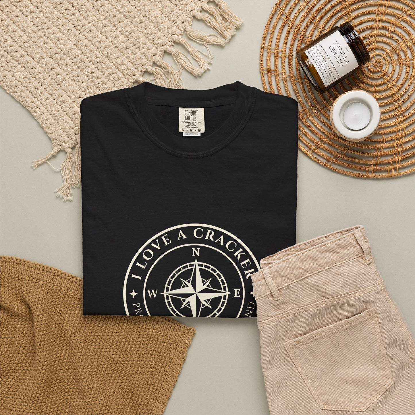 I Love A Cracker compass graphic T-shirt | nautical compass shirt